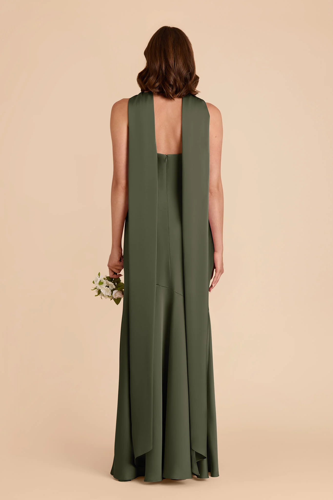 Eileen Matte Satin Dress - Olive - Image 5