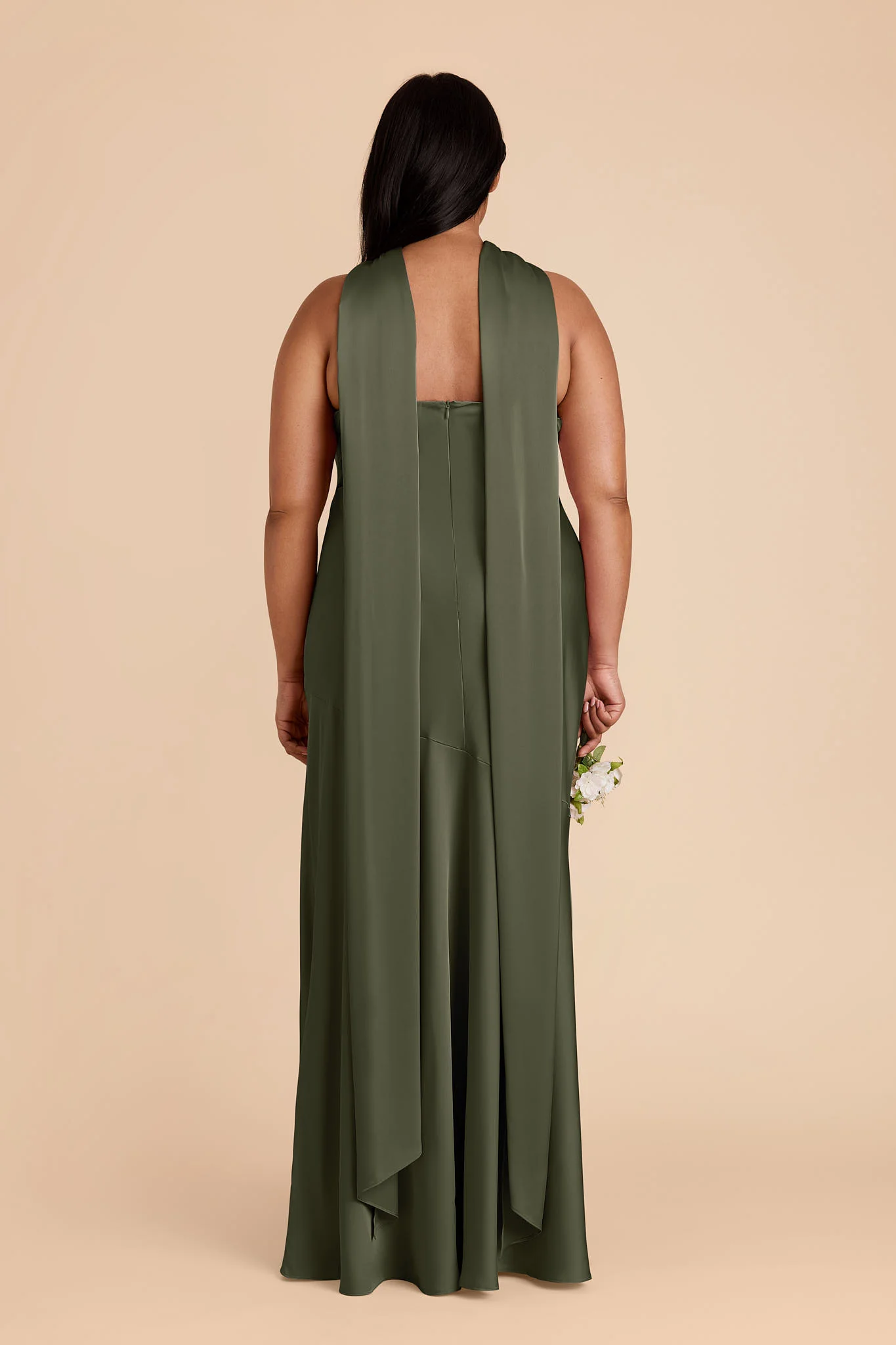 Eileen Matte Satin Dress - Olive - Image 8