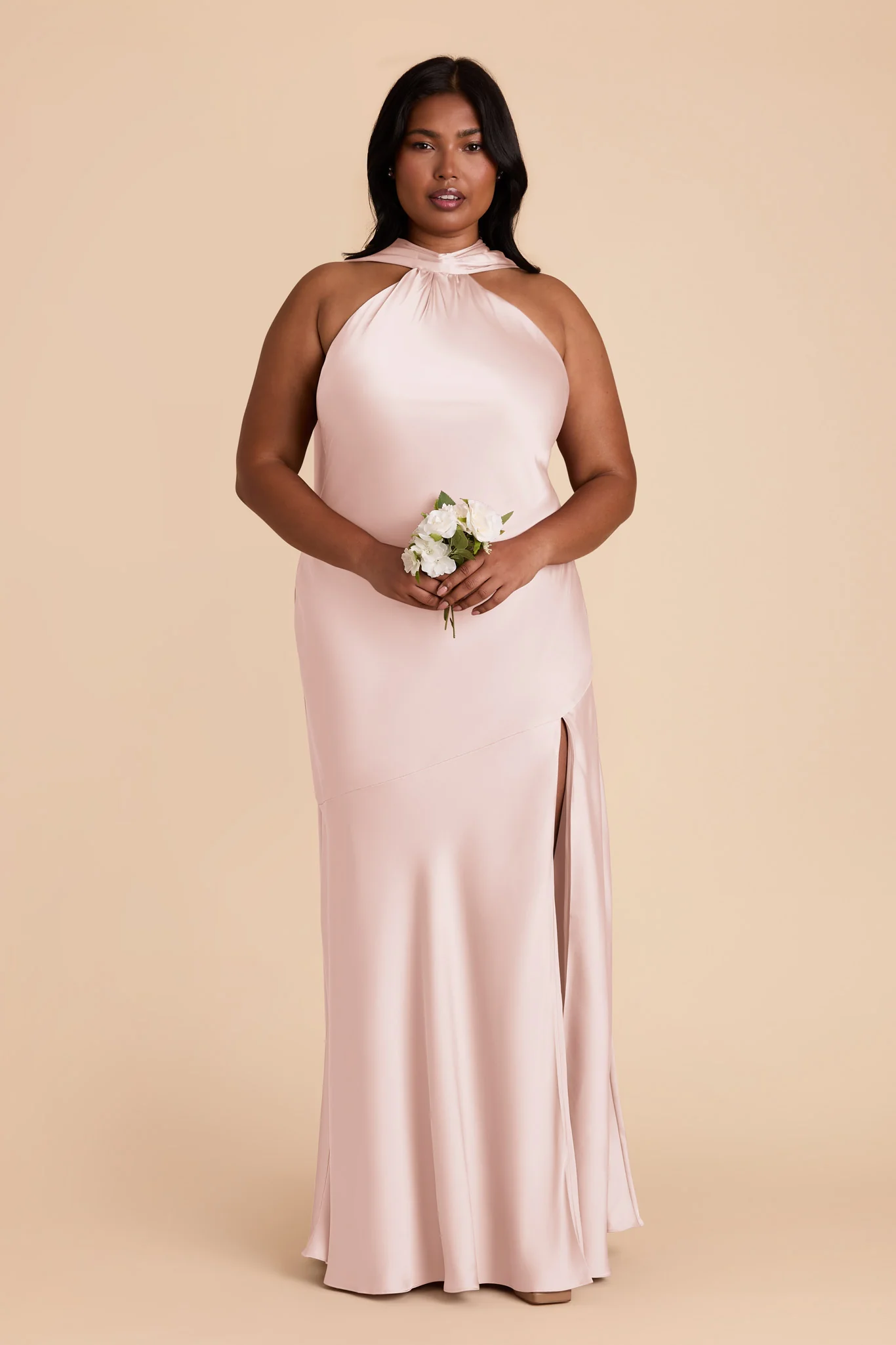 Eileen Matte Satin Dress - Pale Blush - Image 6