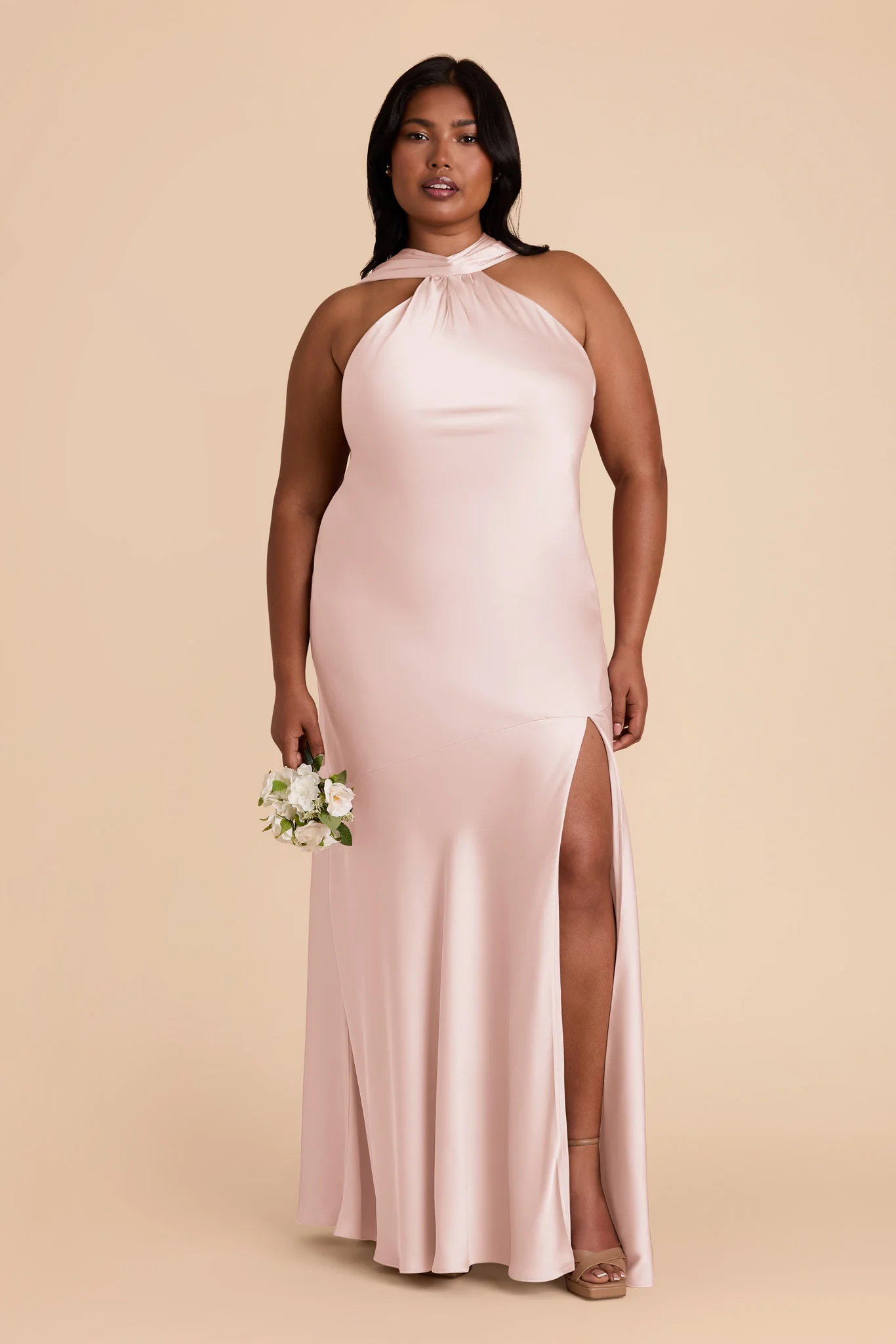Eileen Matte Satin Dress - Pale Blush - Image 7