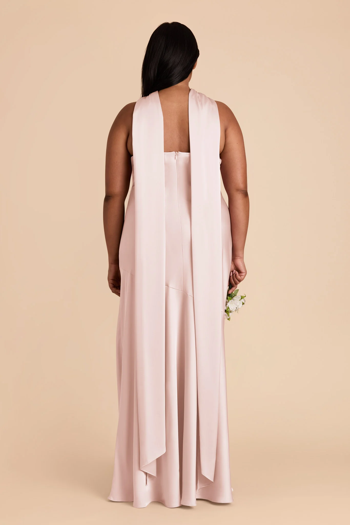 Eileen Matte Satin Dress - Pale Blush - Image 9