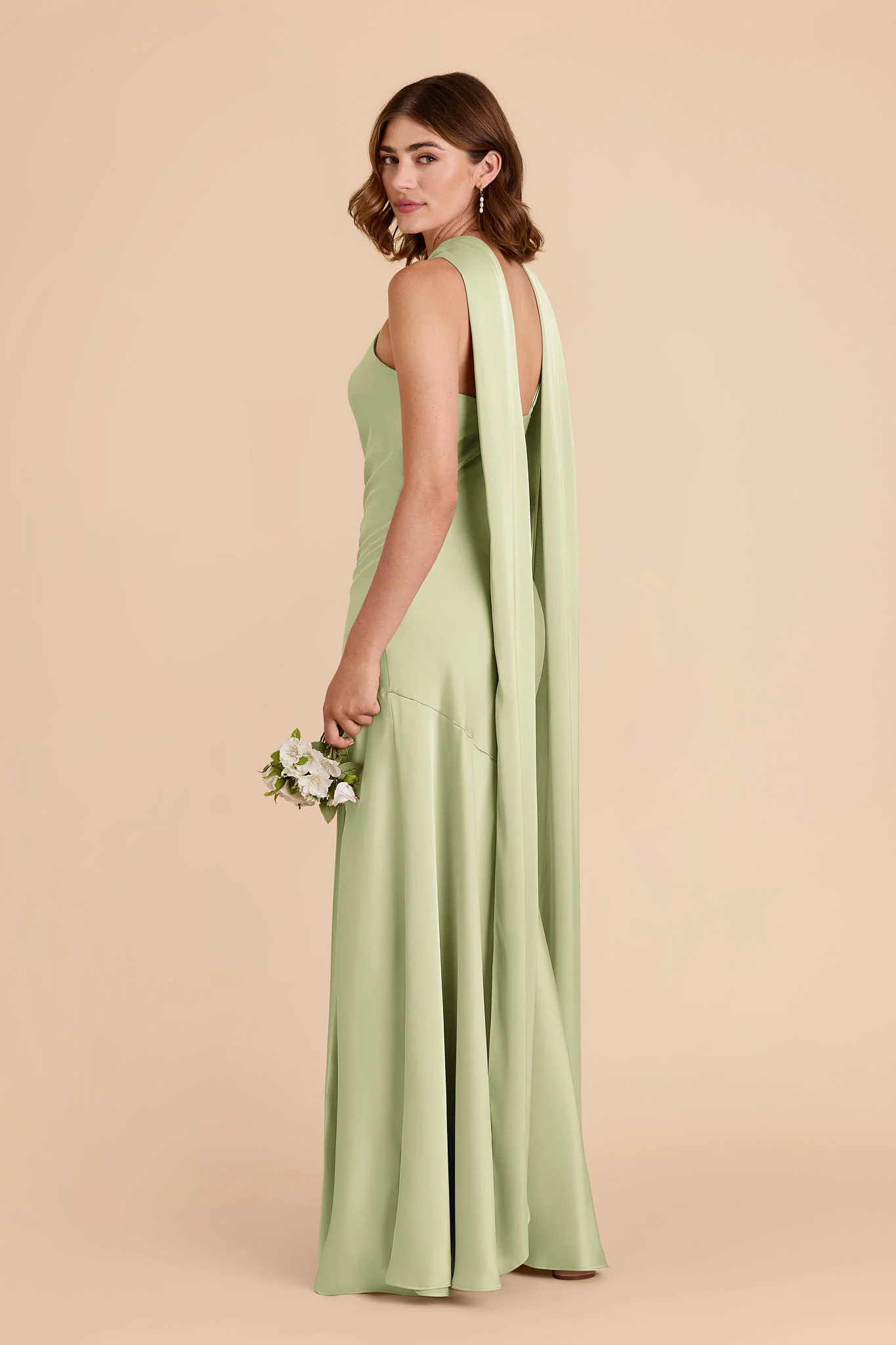 Eileen Matte Satin Dress - Pale Pistachio - Image 4