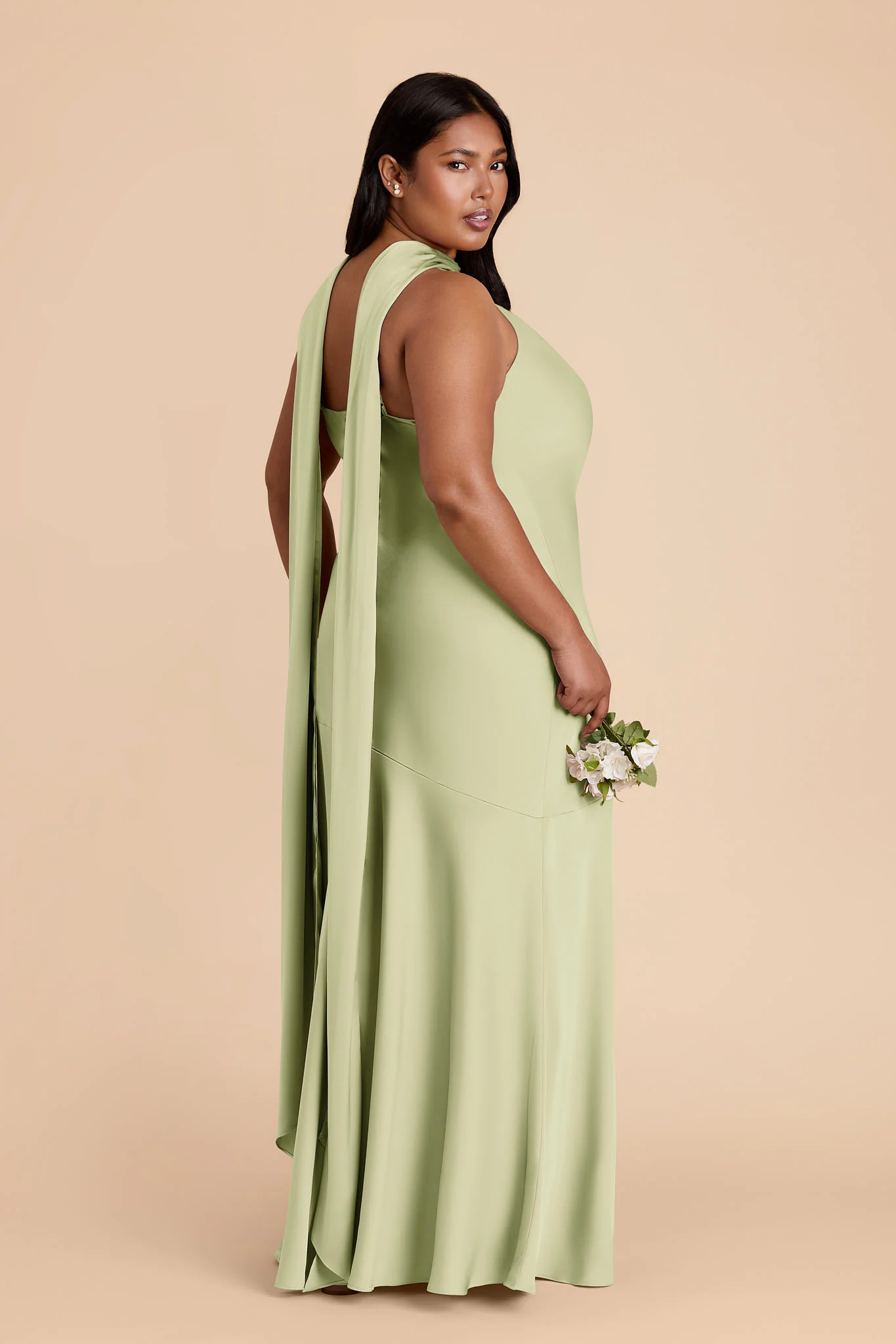 Eileen Matte Satin Dress - Pale Pistachio - Image 7