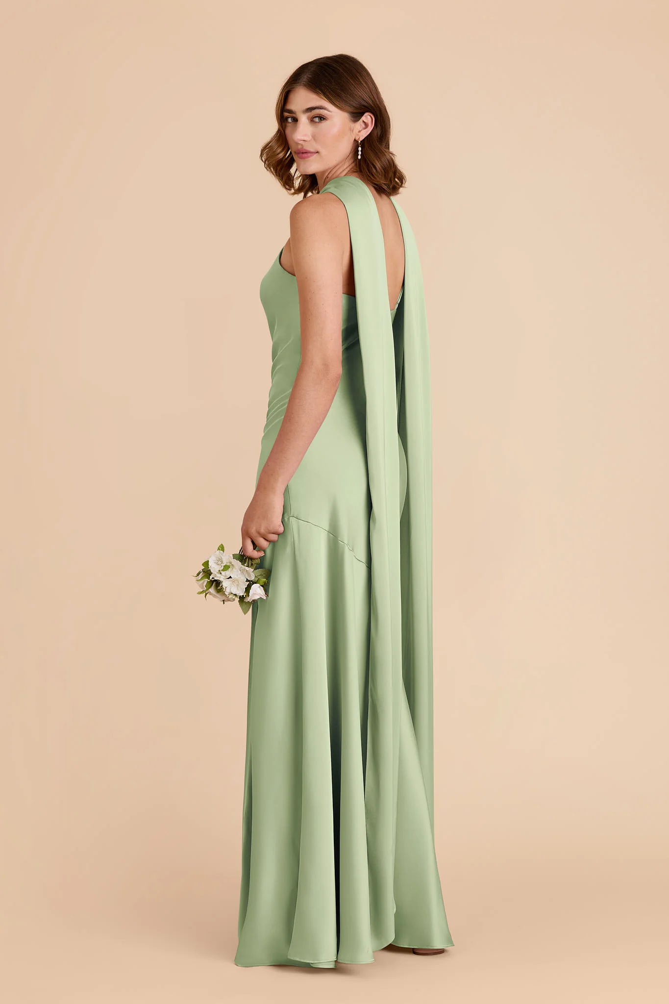 Eileen Matte Satin Dress - Pistachio - Image 4