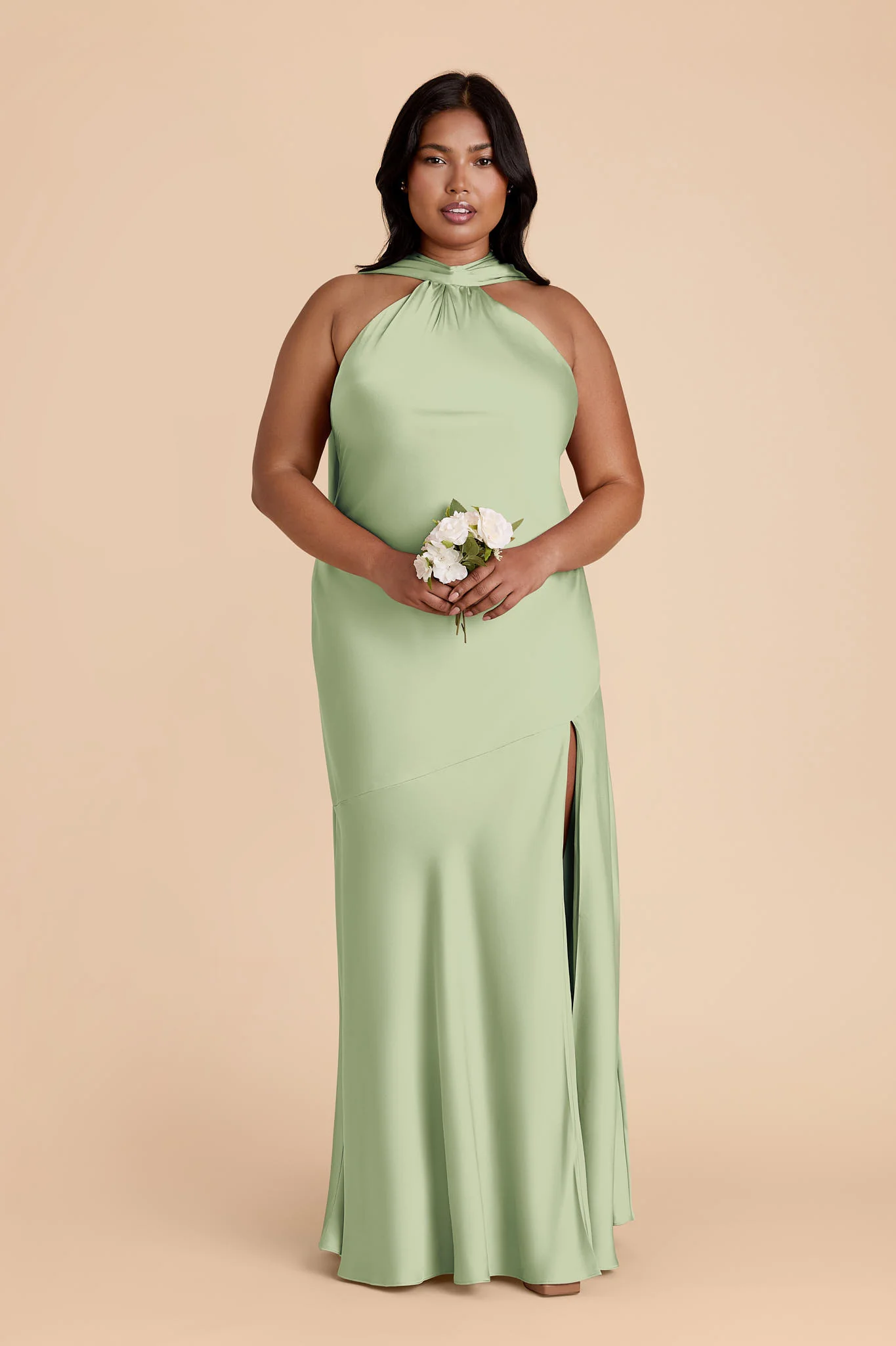 Eileen Matte Satin Dress - Pistachio - Image 6