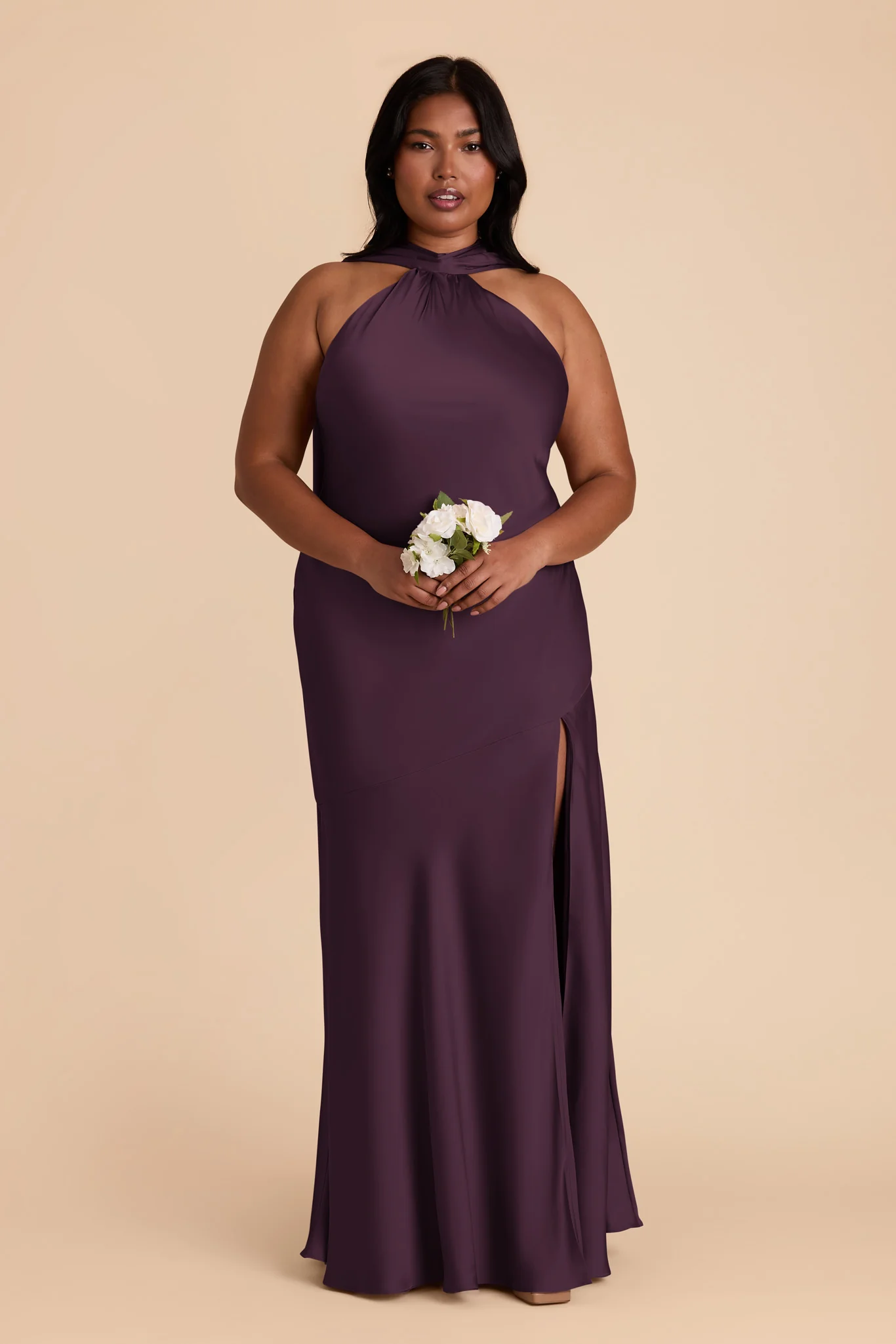 Eileen Matte Satin Dress - Plum - Image 2