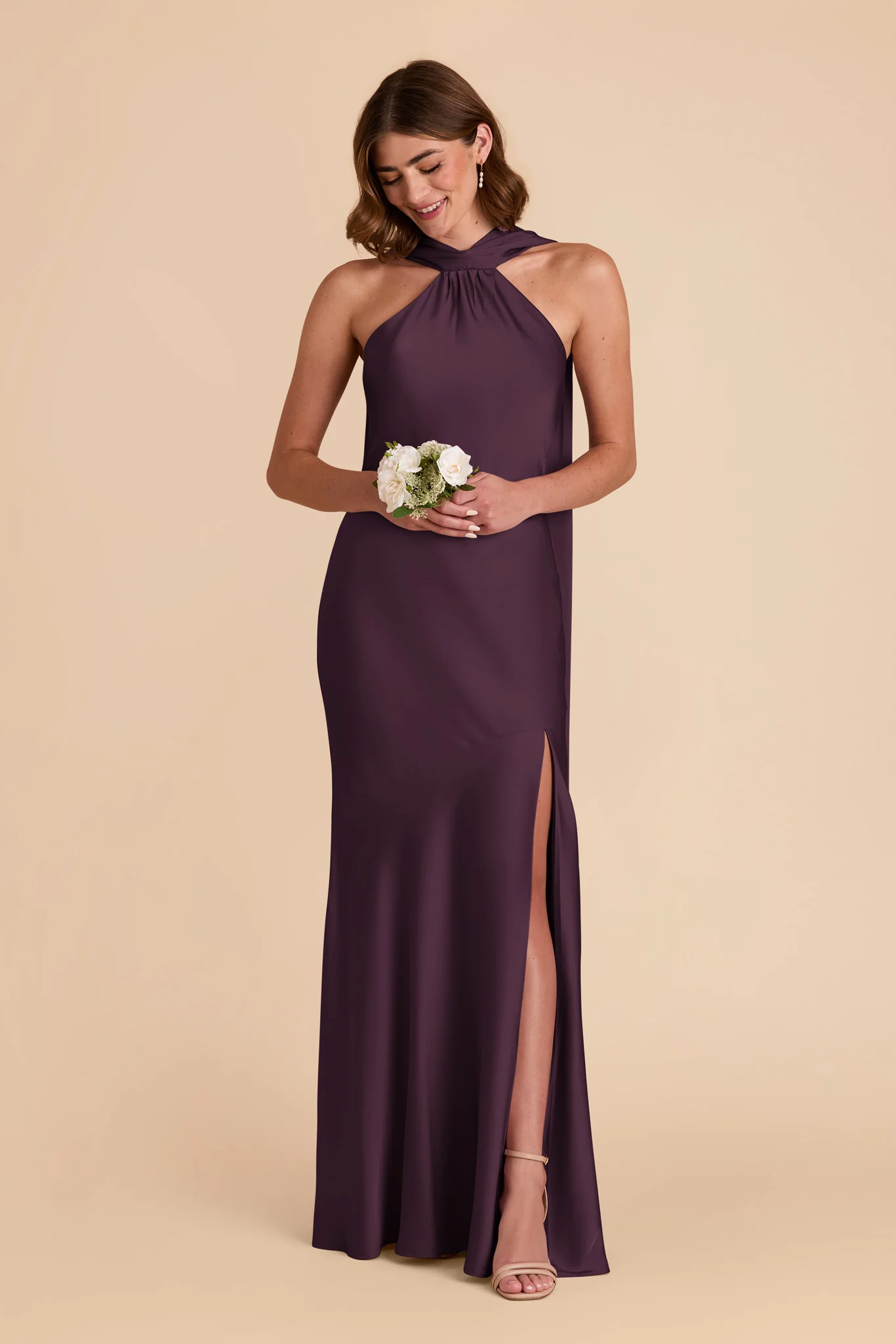 Eileen Matte Satin Dress - Plum - Image 4