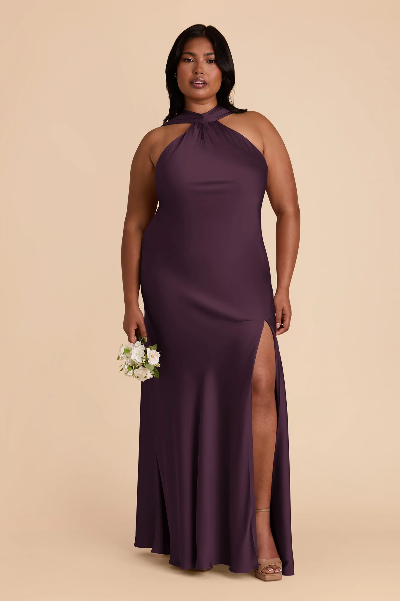 Eileen Matte Satin Dress - Plum - Image 7
