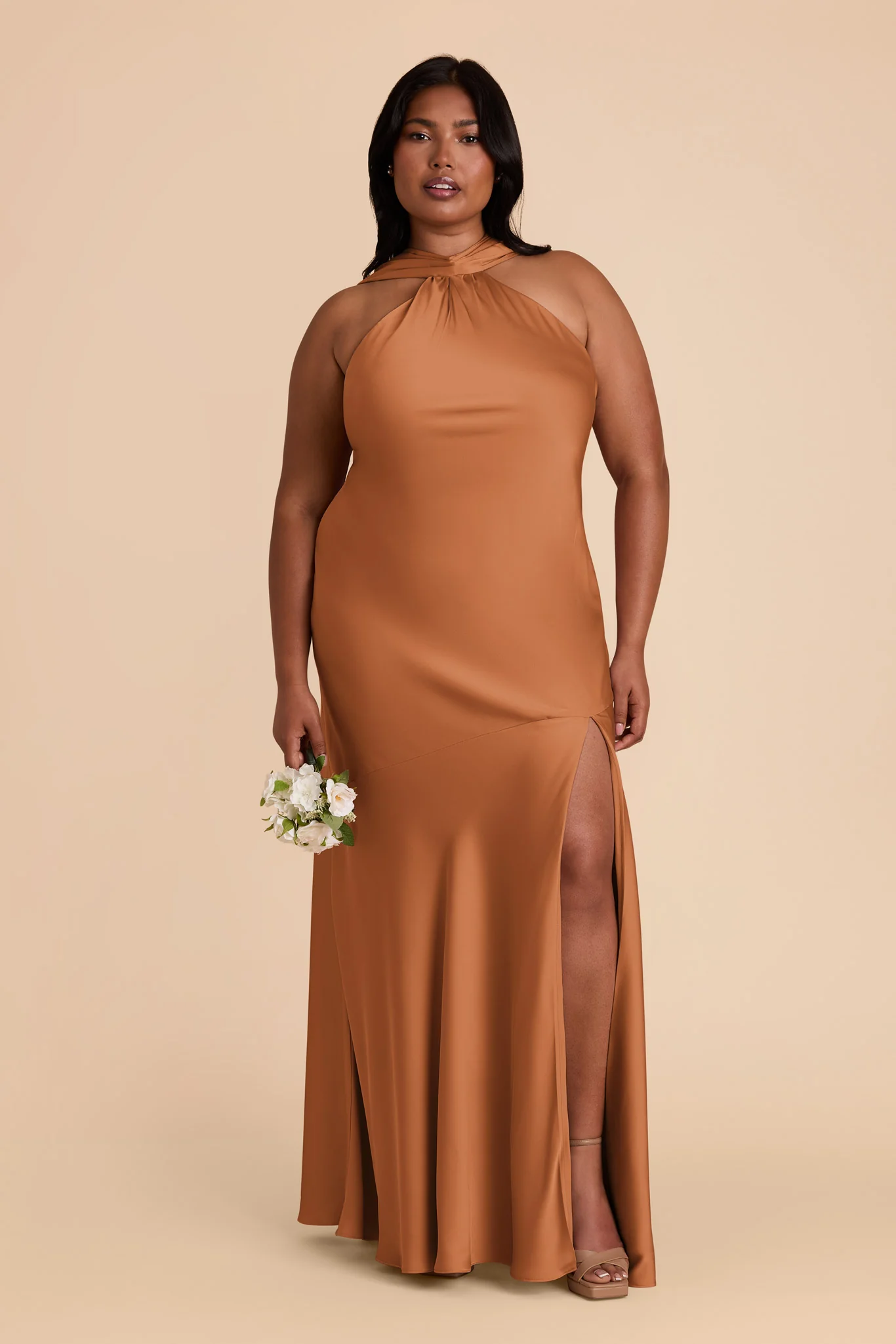 Eileen Matte Satin Dress - Rust - Image 7