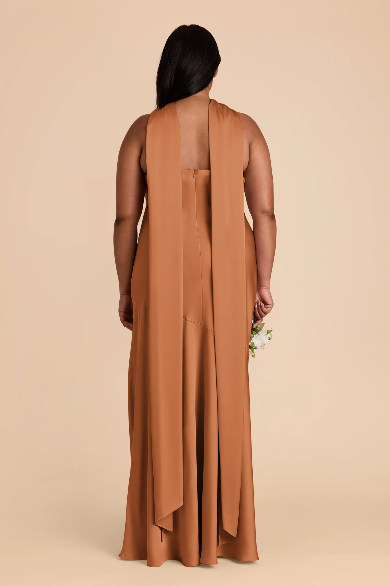 Eileen Matte Satin Dress - Rust - Image 9