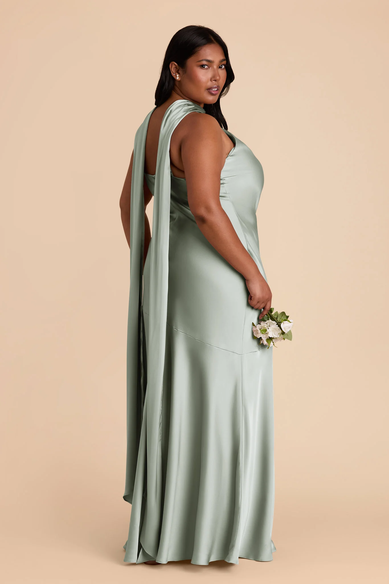 Eileen Matte Satin Dress - Sage - Image 8