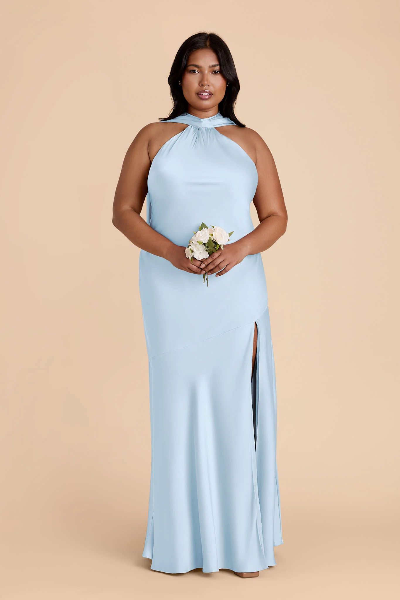 Eileen Matte Satin Dress - Sky Blue - Image 11