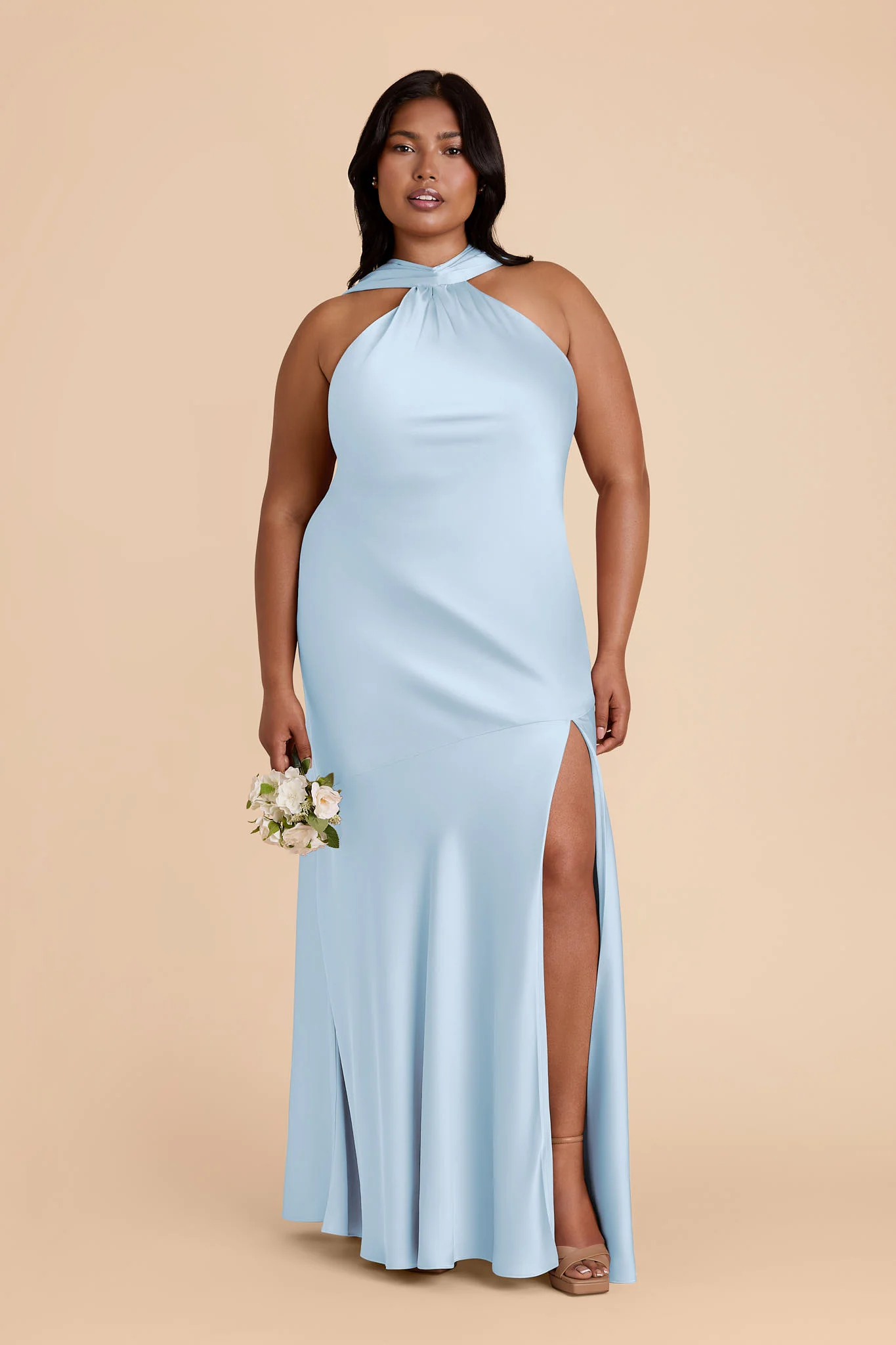 Eileen Matte Satin Dress - Sky Blue - Image 3