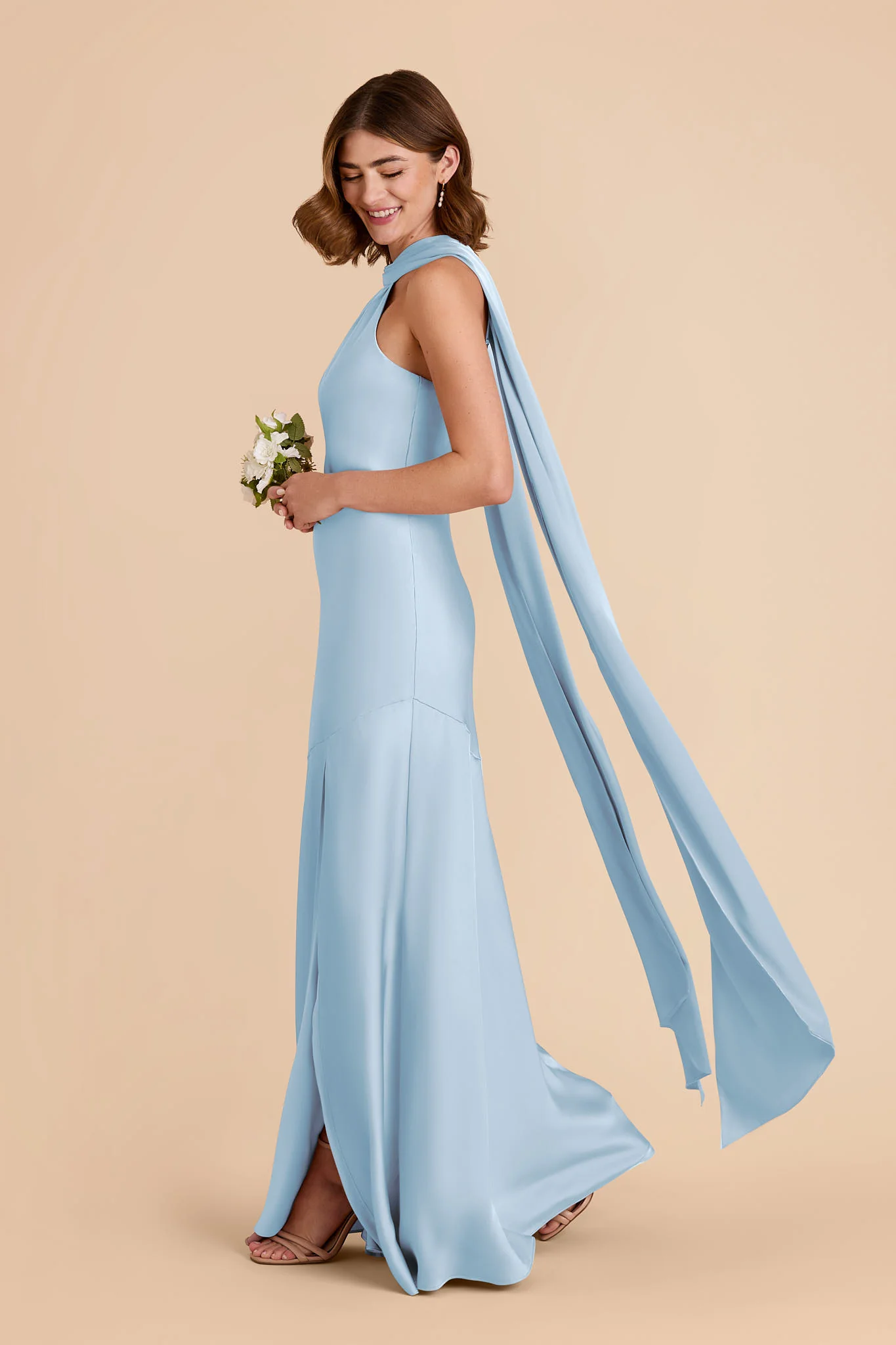 Eileen Matte Satin Dress - Sky Blue - Image 6