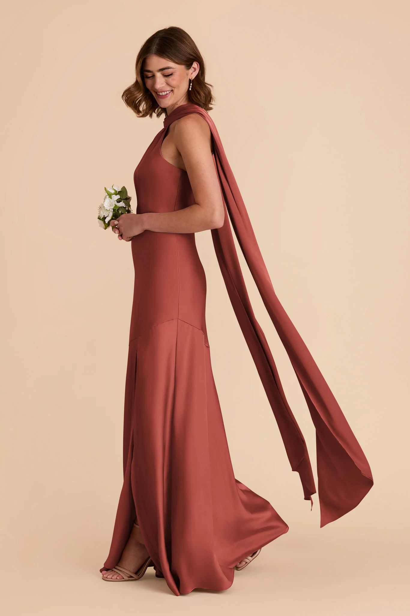 Eileen Matte Satin Dress - Spice - Image 3