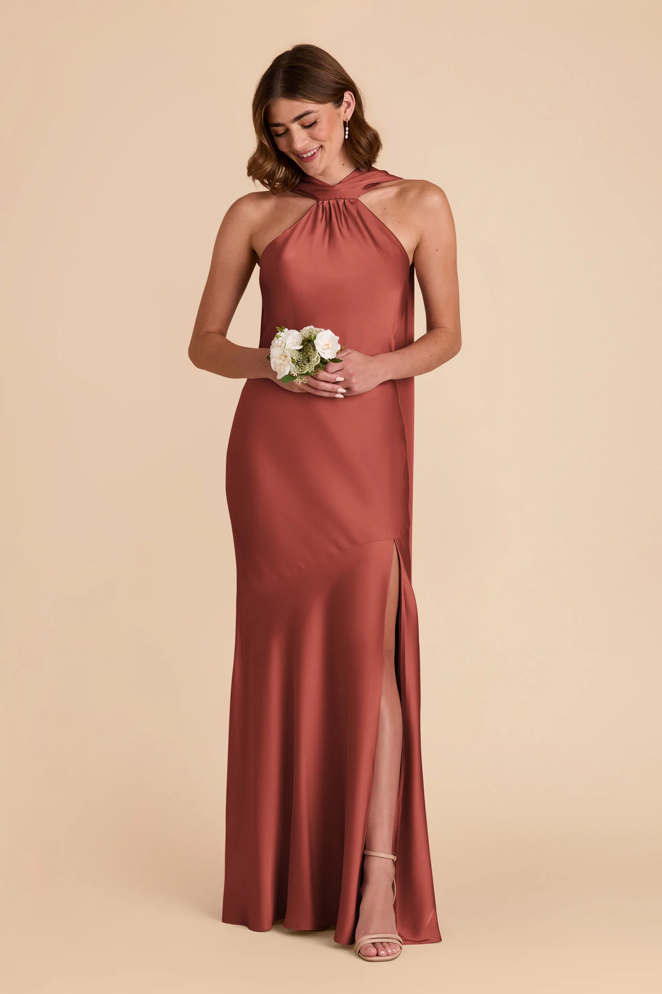 Eileen Matte Satin Dress - Spice - Image 4
