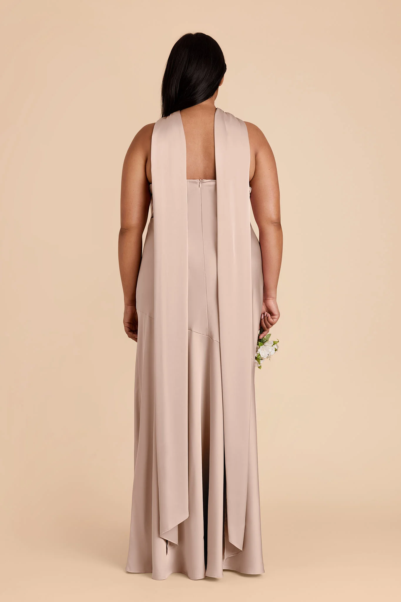 Eileen Matte Satin Dress - Taupe - Image 8