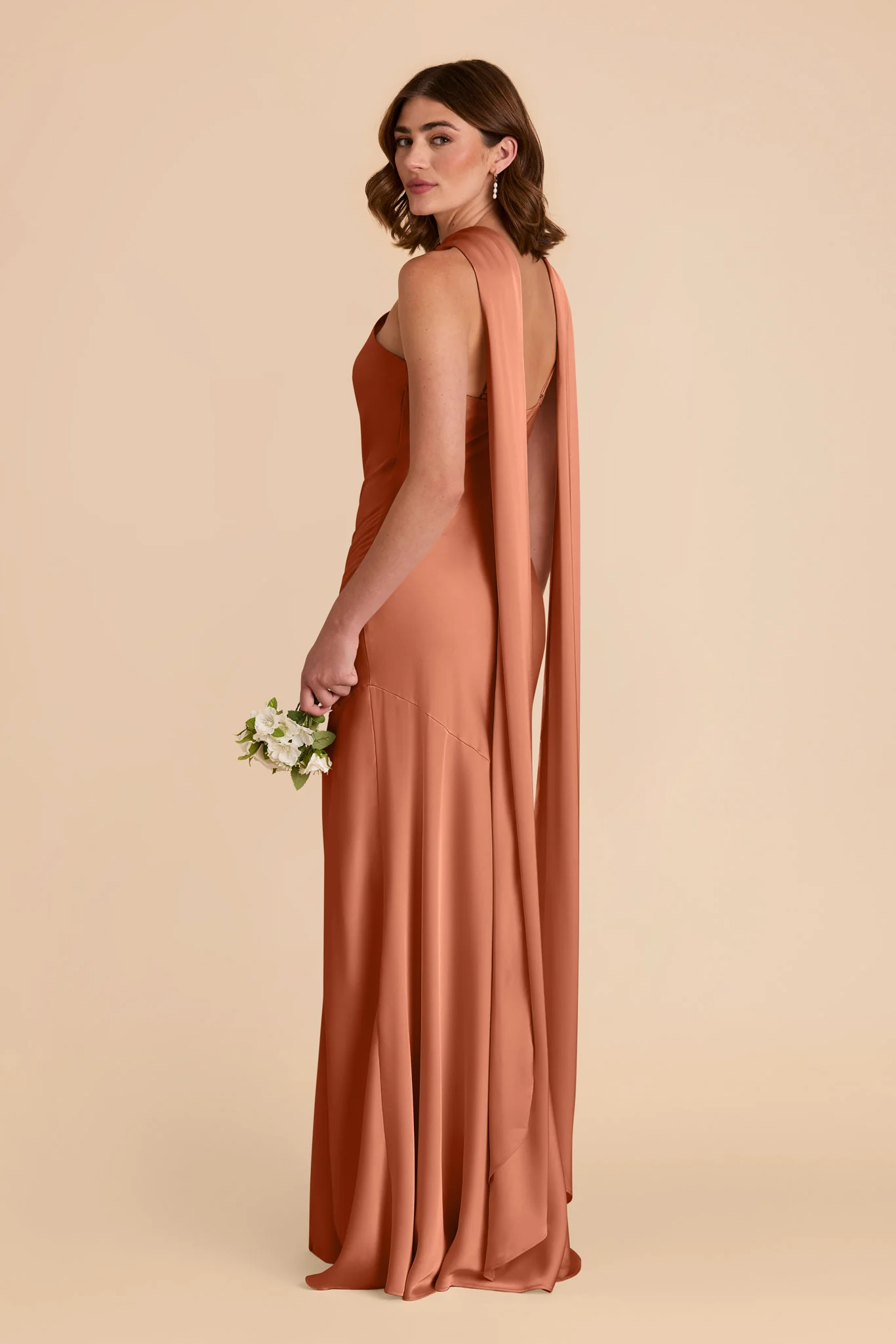 Eileen Matte Satin Dress - Terracotta - Image 5