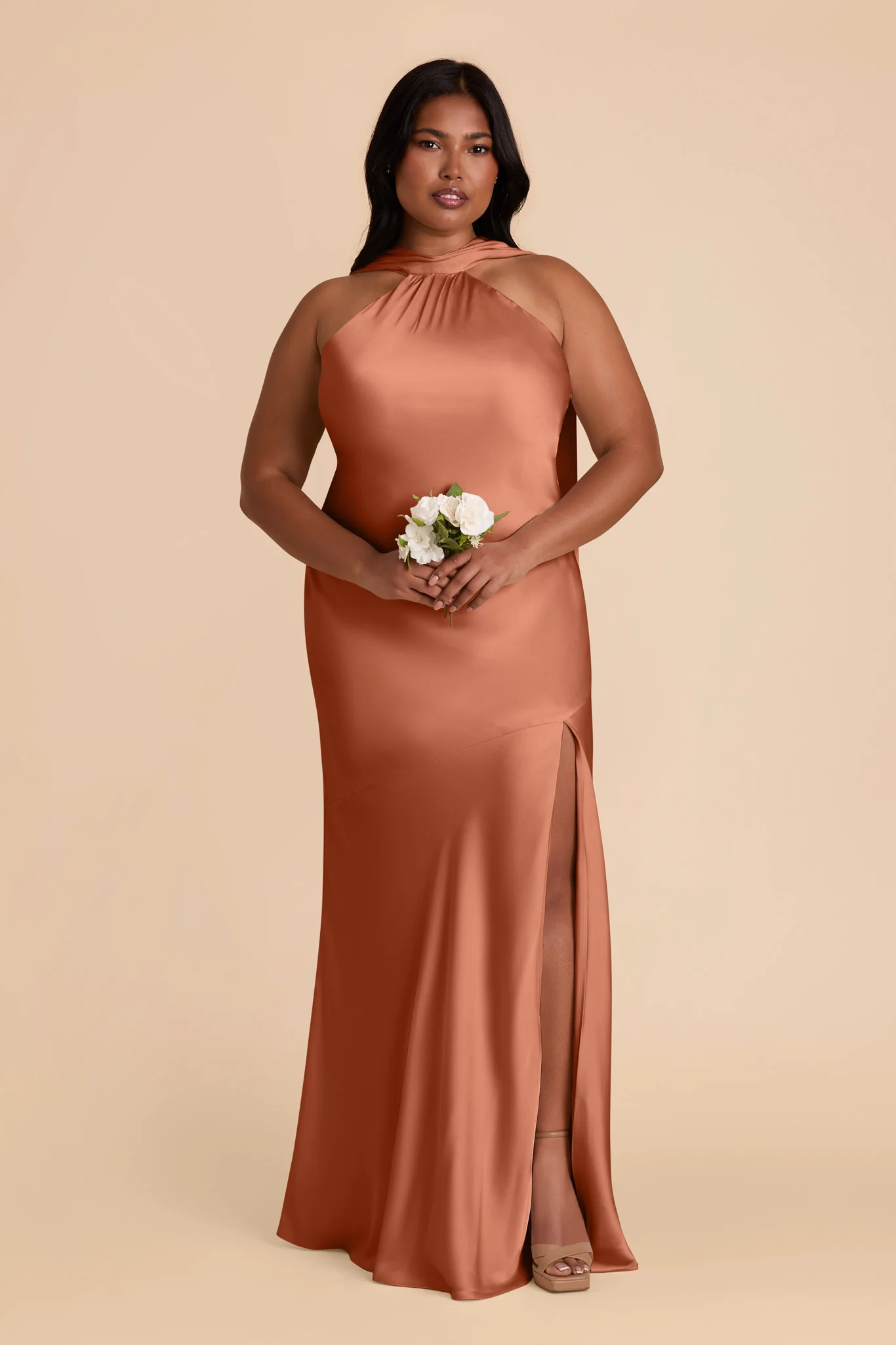 Eileen Matte Satin Dress - Terracotta - Image 7