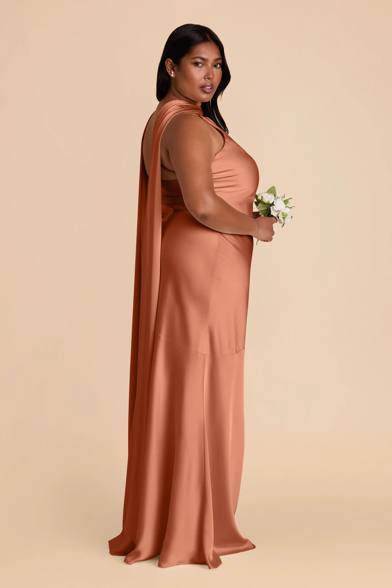 Eileen Matte Satin Dress - Terracotta - Image 8
