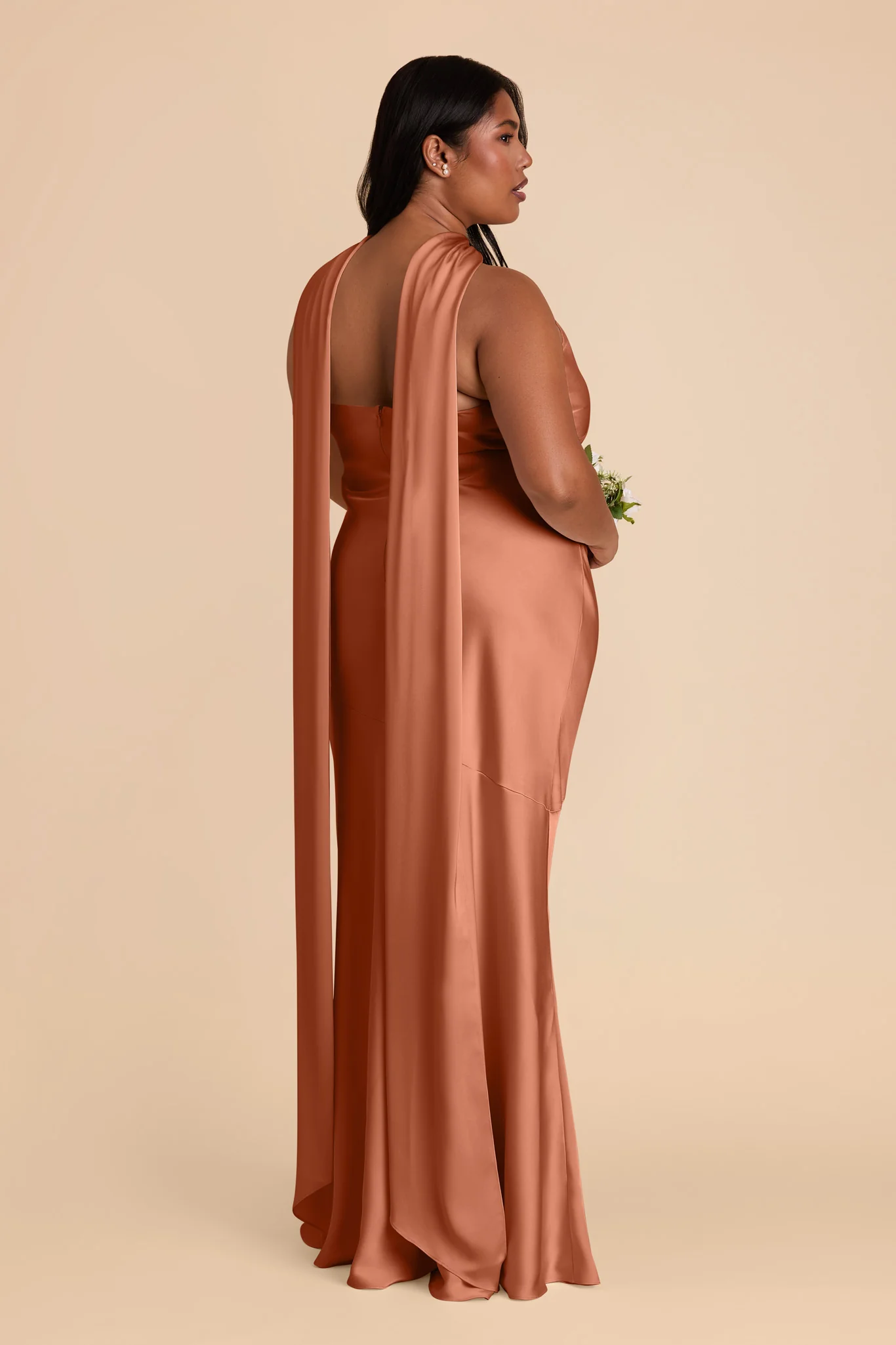 Eileen Matte Satin Dress - Terracotta - Image 9