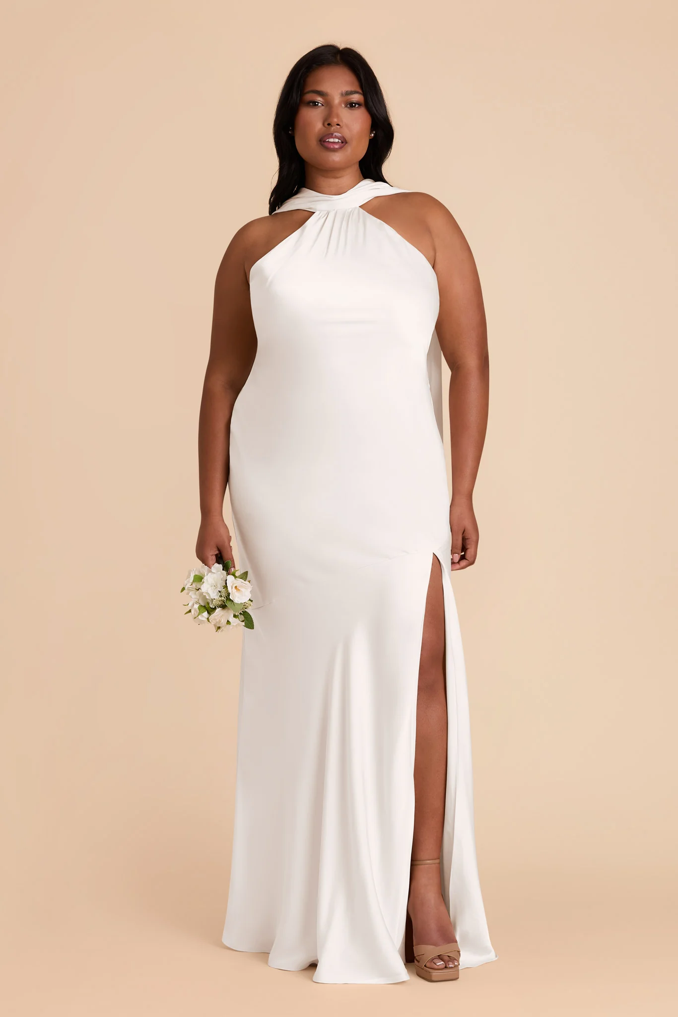 Eileen Matte Satin Dress - White - Image 3