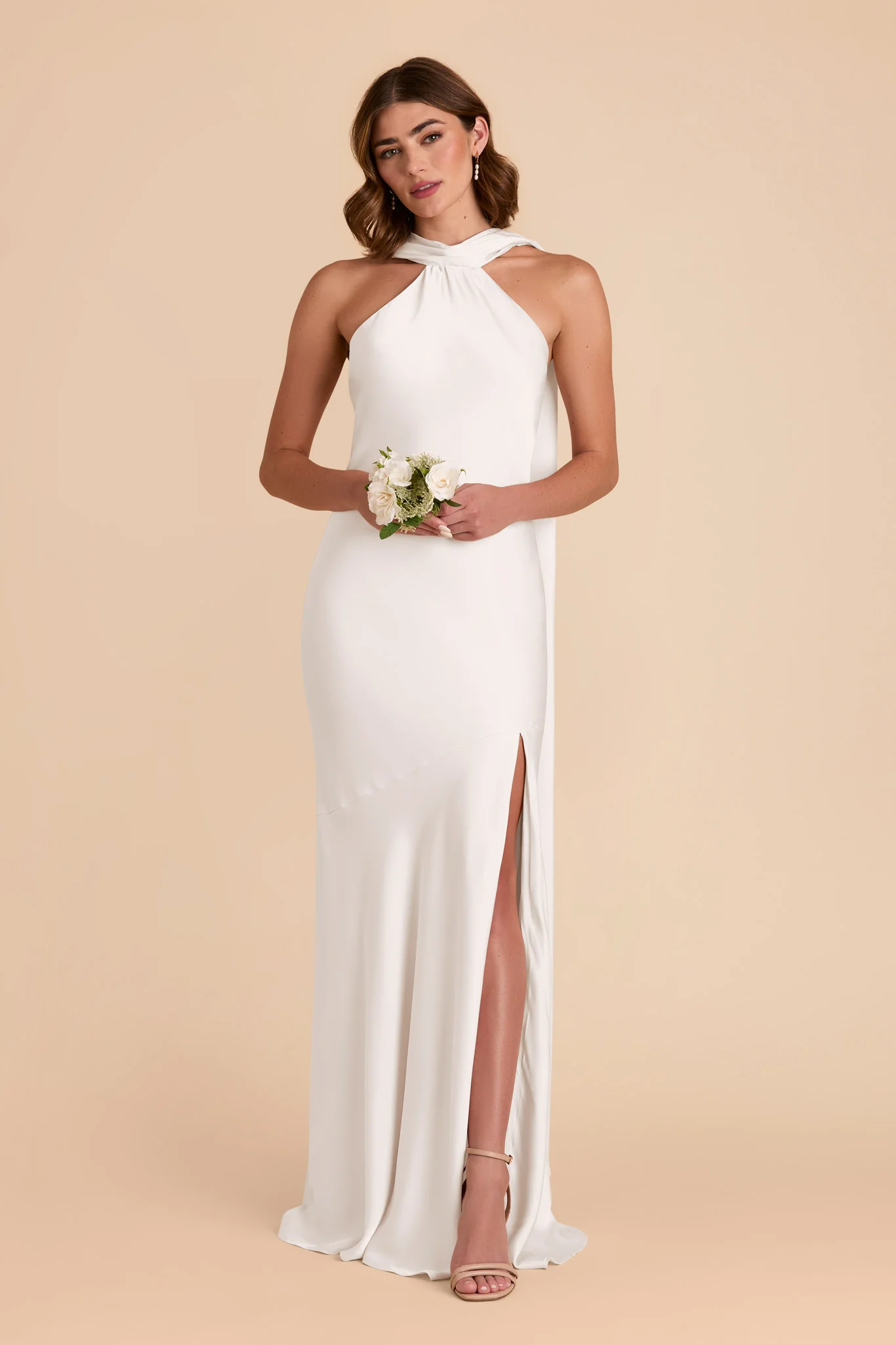 Eileen Matte Satin Dress - White - Image 4