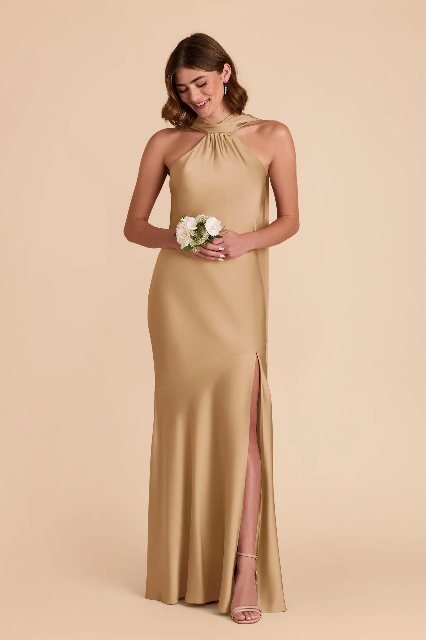 Eileen Matte Satin Dress - Yellow Gold - Image 3
