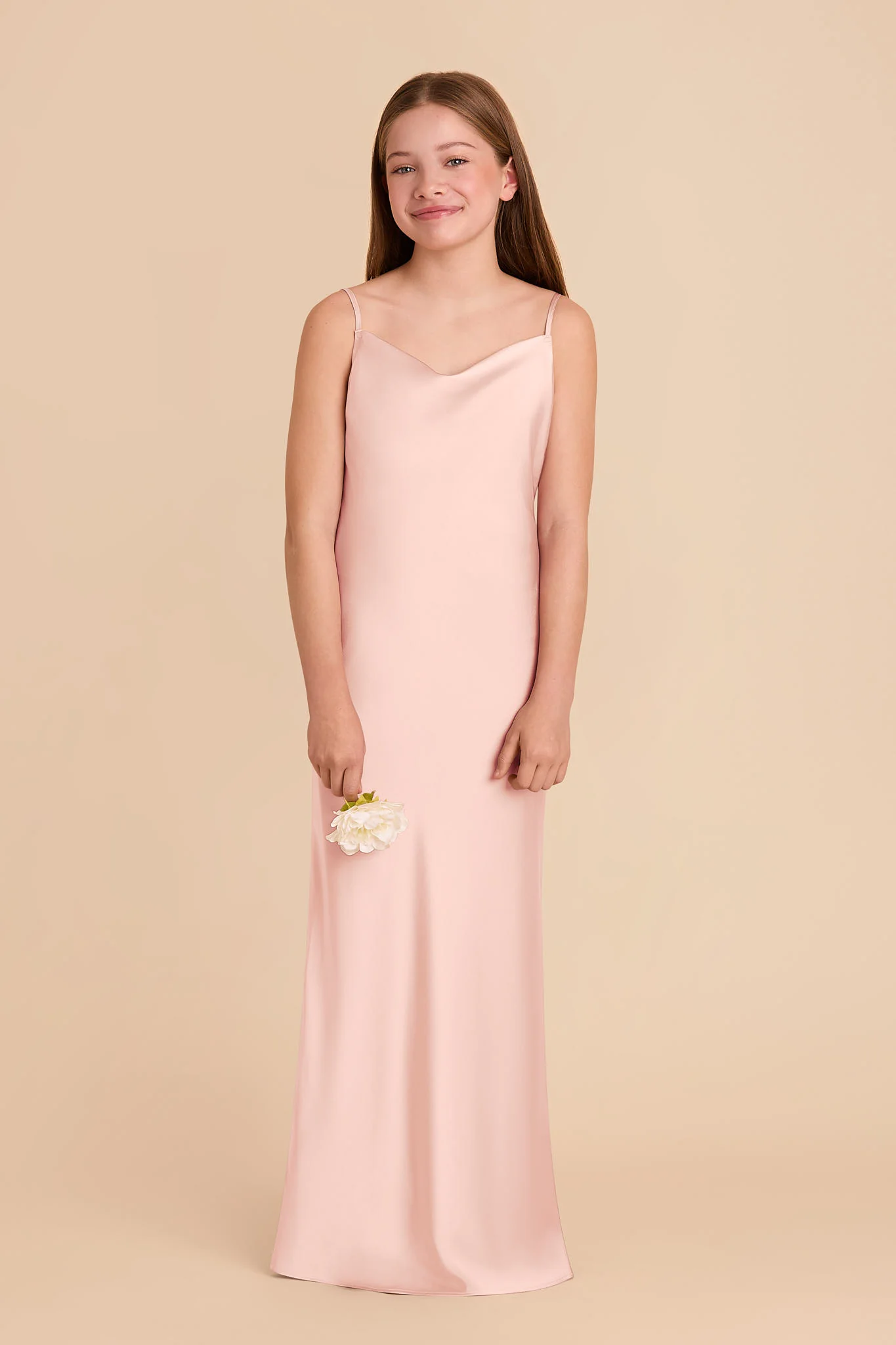 Elisa Junior Matte Satin Dress - Blush Pink - Image 2