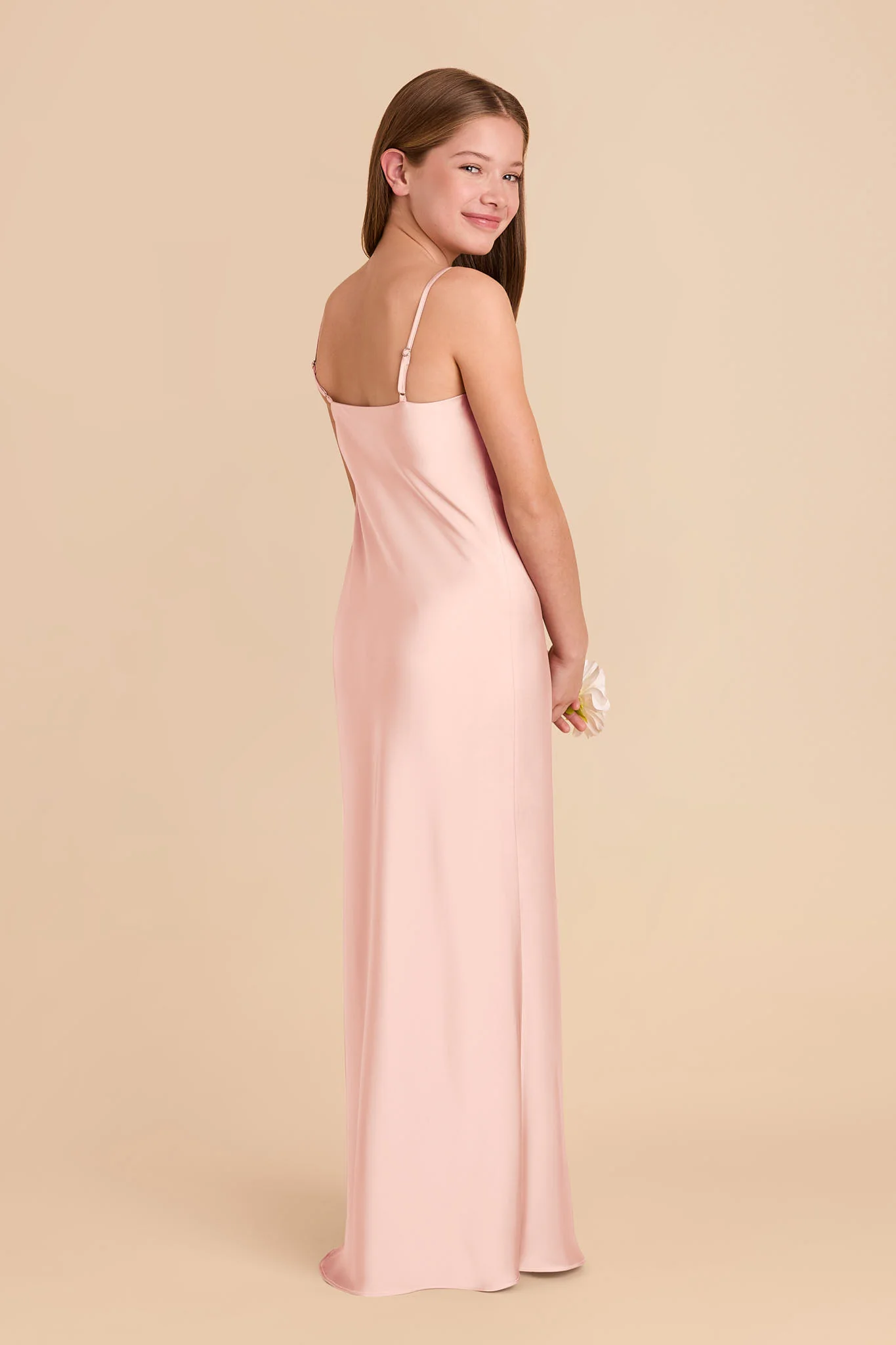 Elisa Junior Matte Satin Dress - Blush Pink - Image 4