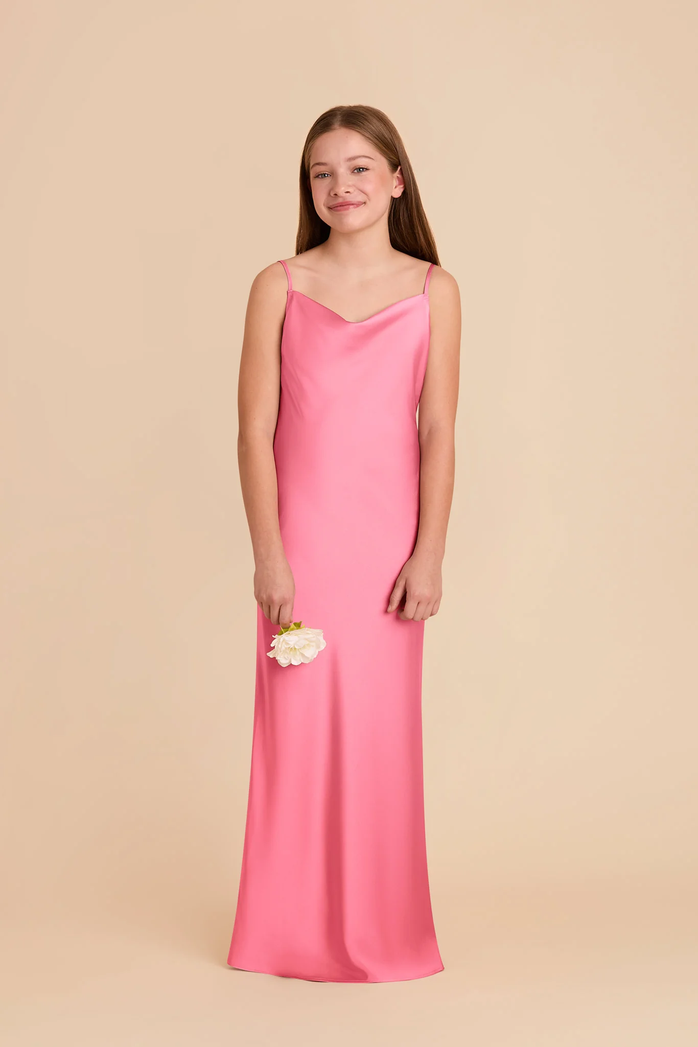 Elisa Junior Matte Satin Dress - Bon Bon Pink