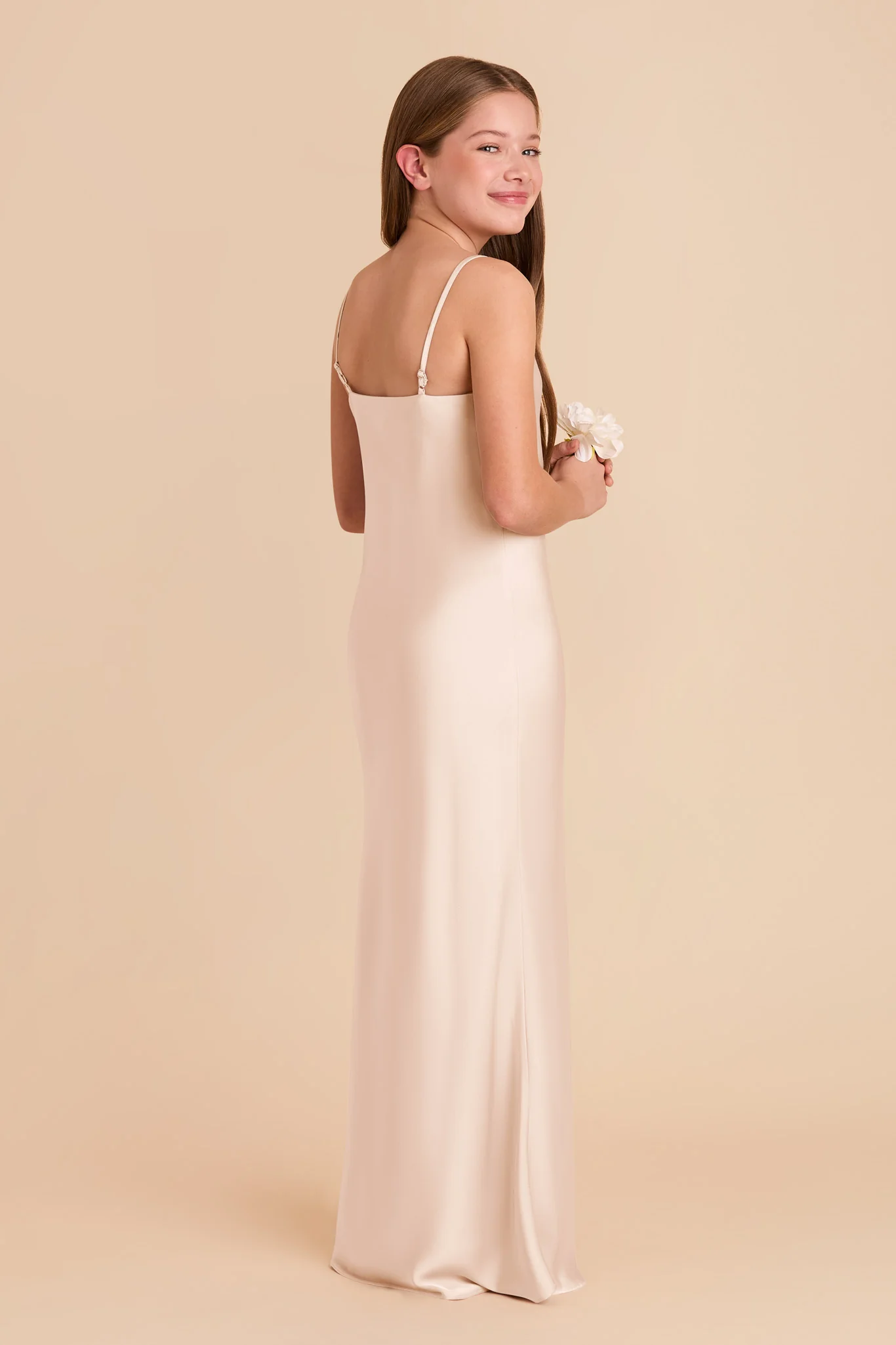 Elisa Junior Matte Satin Dress - Champagne - Image 3