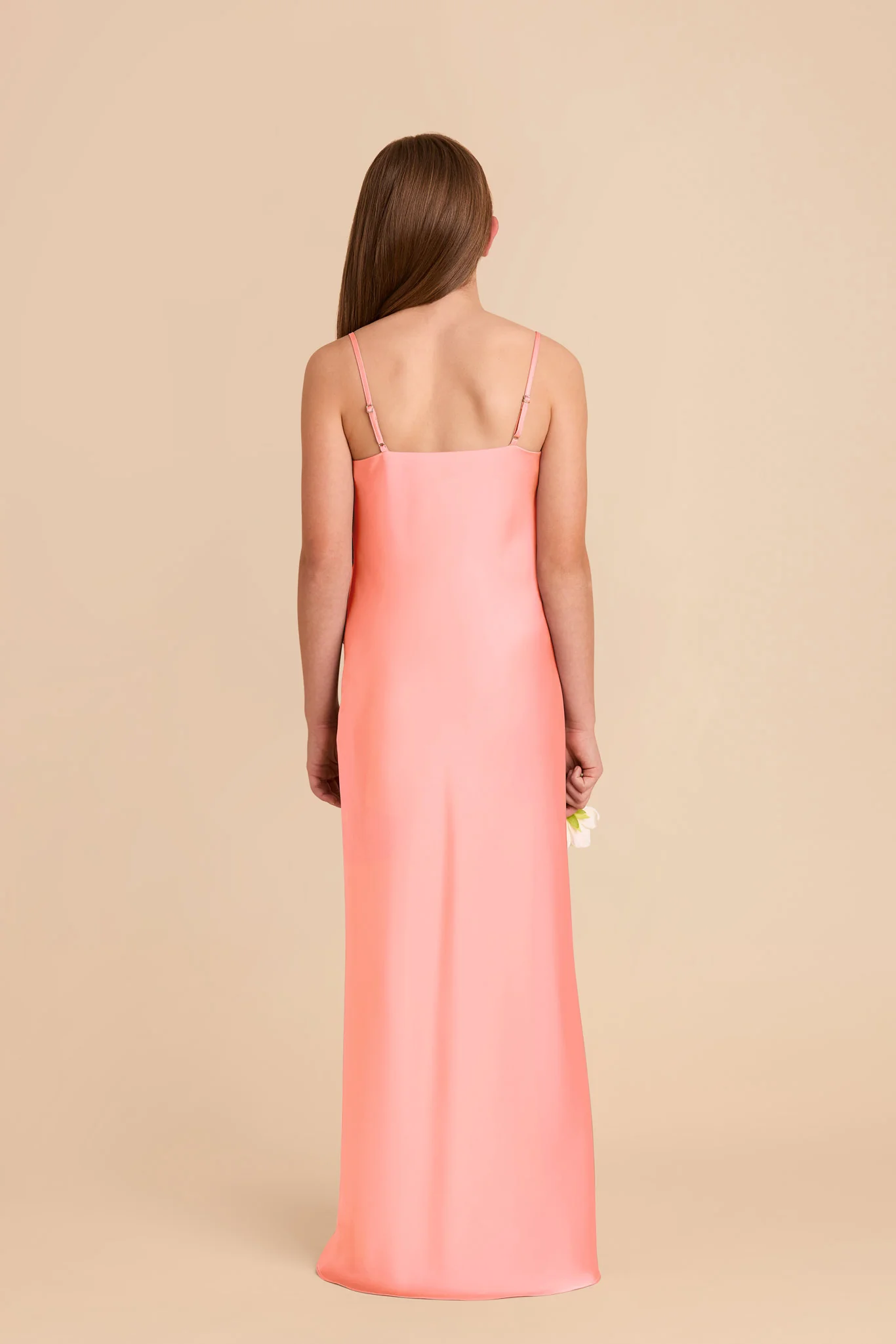 Elisa Junior Matte Satin Dress - Coral Pink - Image 4