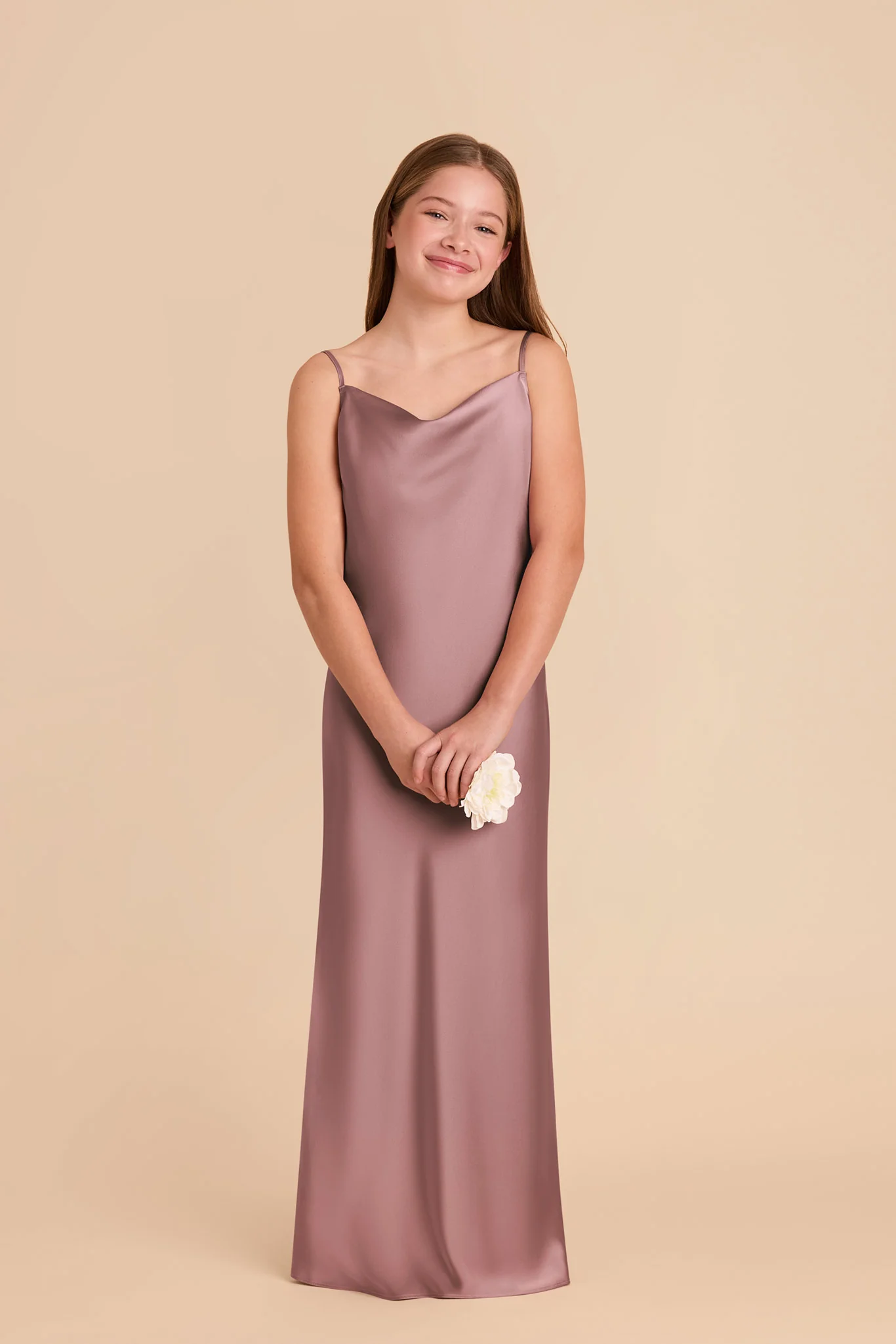 Elisa Junior Matte Satin Dress - Dark Mauve - Image 2