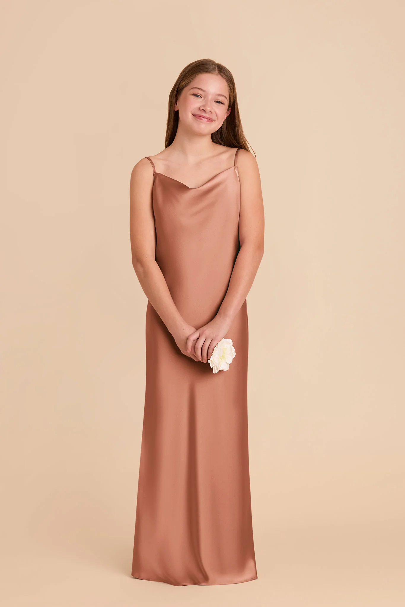 Elisa Junior Matte Satin Dress - Desert Rose - Image 2