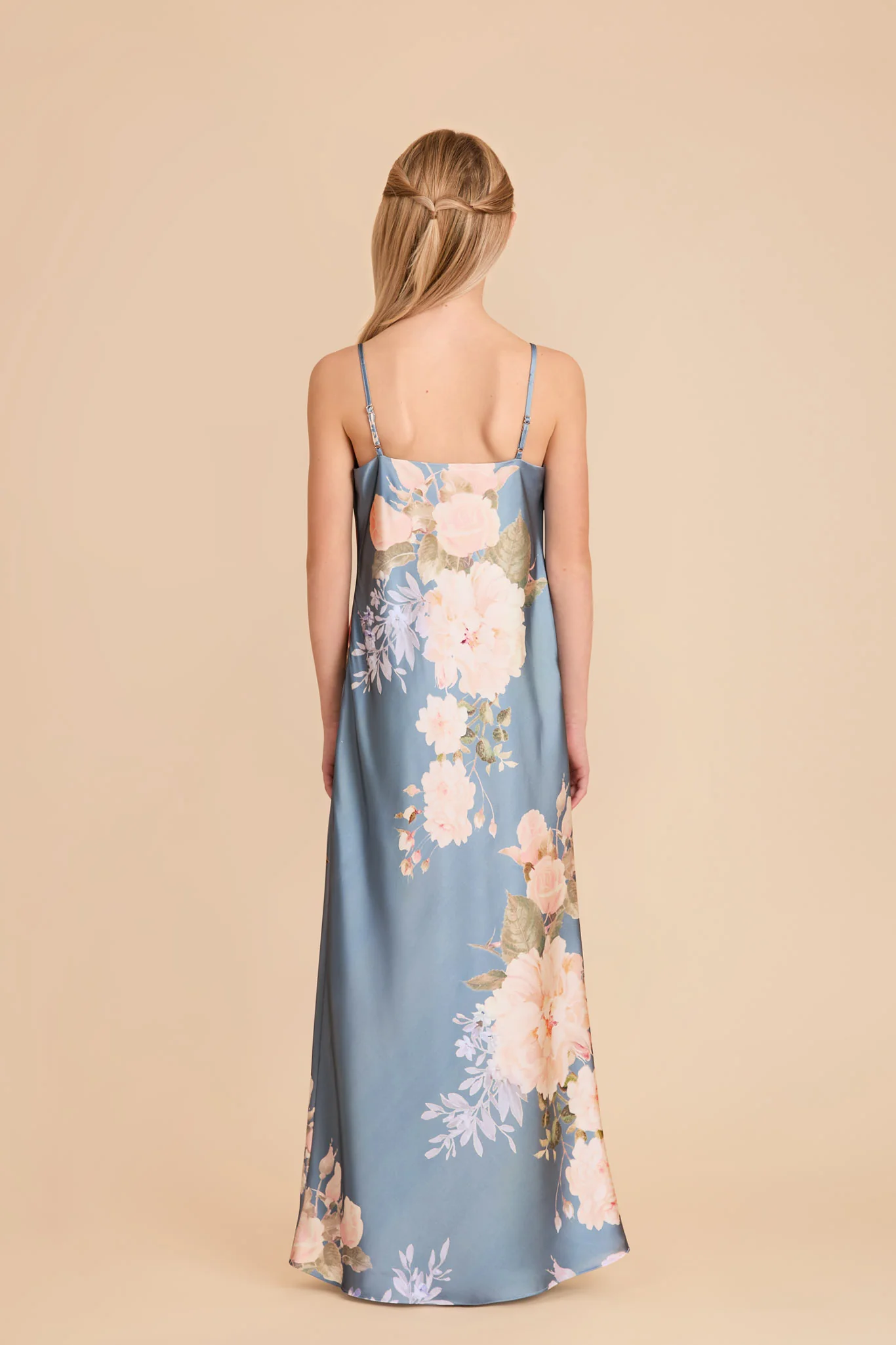 Elisa Junior Matte Satin Dress - Dusty Blue Romantic Bouquet - Image 4