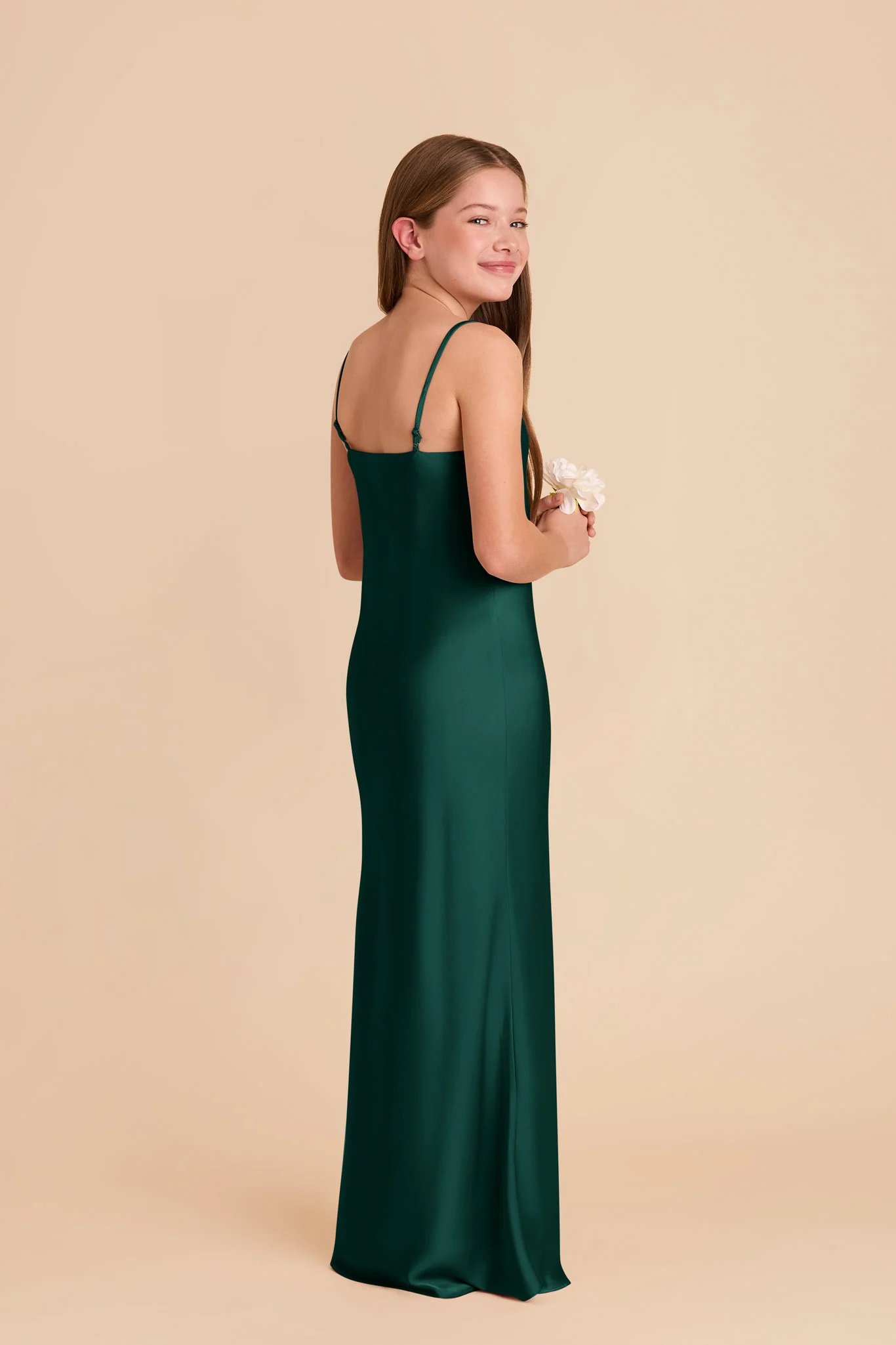 Elisa Junior Matte Satin Dress - Emerald - Image 3