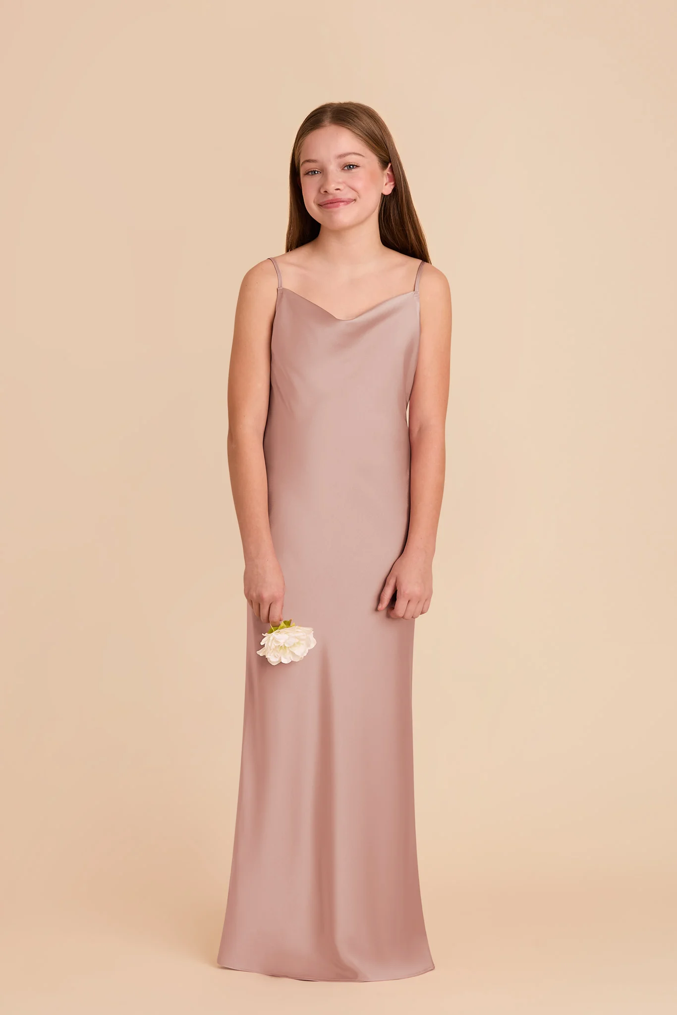 Elisa Junior Matte Satin Dress - English Rose - Image 2