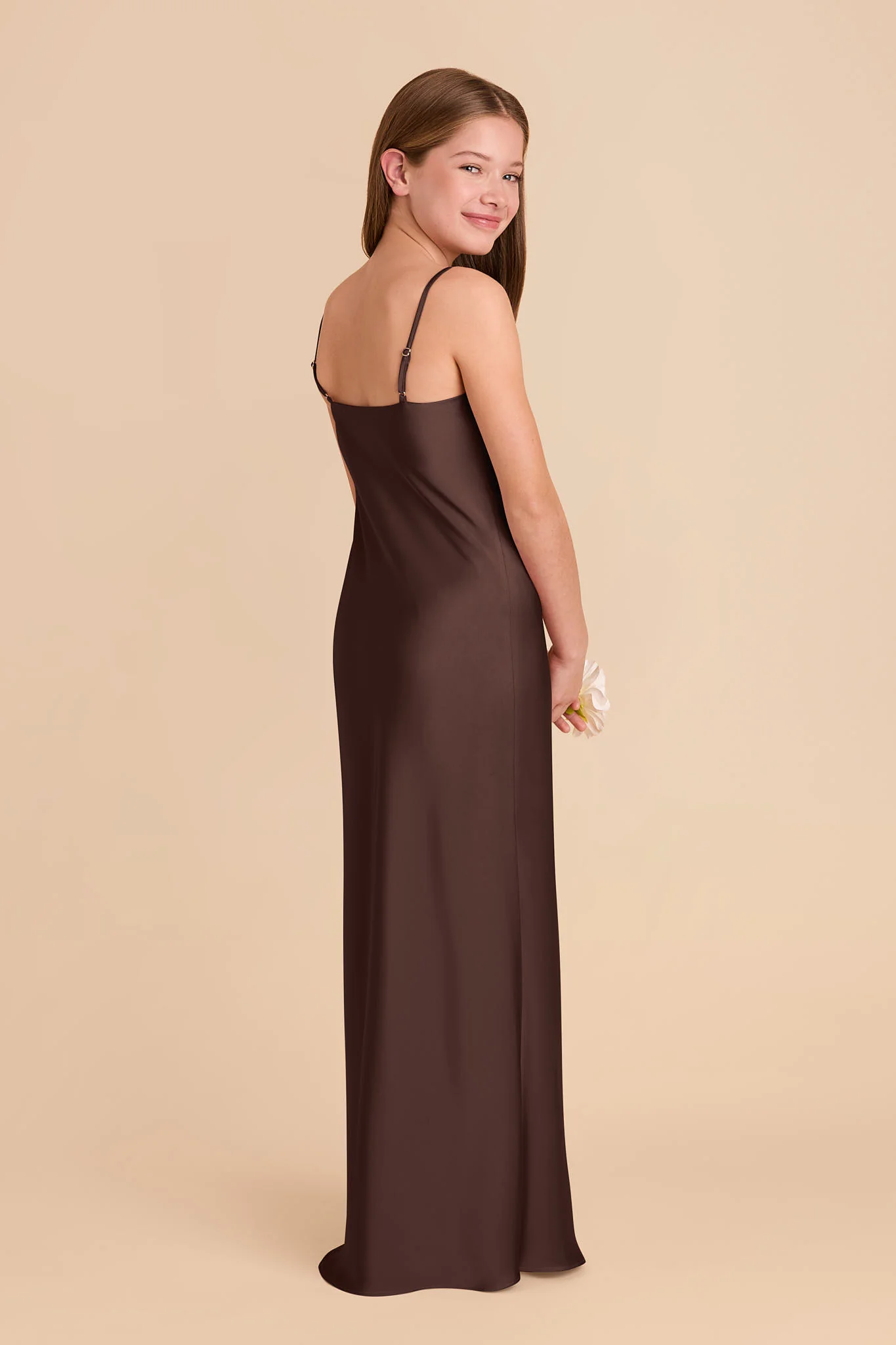Elisa Junior Matte Satin Dress - Espresso - Image 3