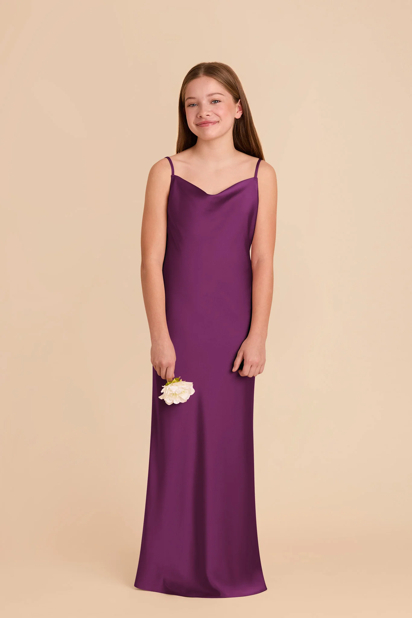 Elisa Junior Matte Satin Dress - Fig - Image 2