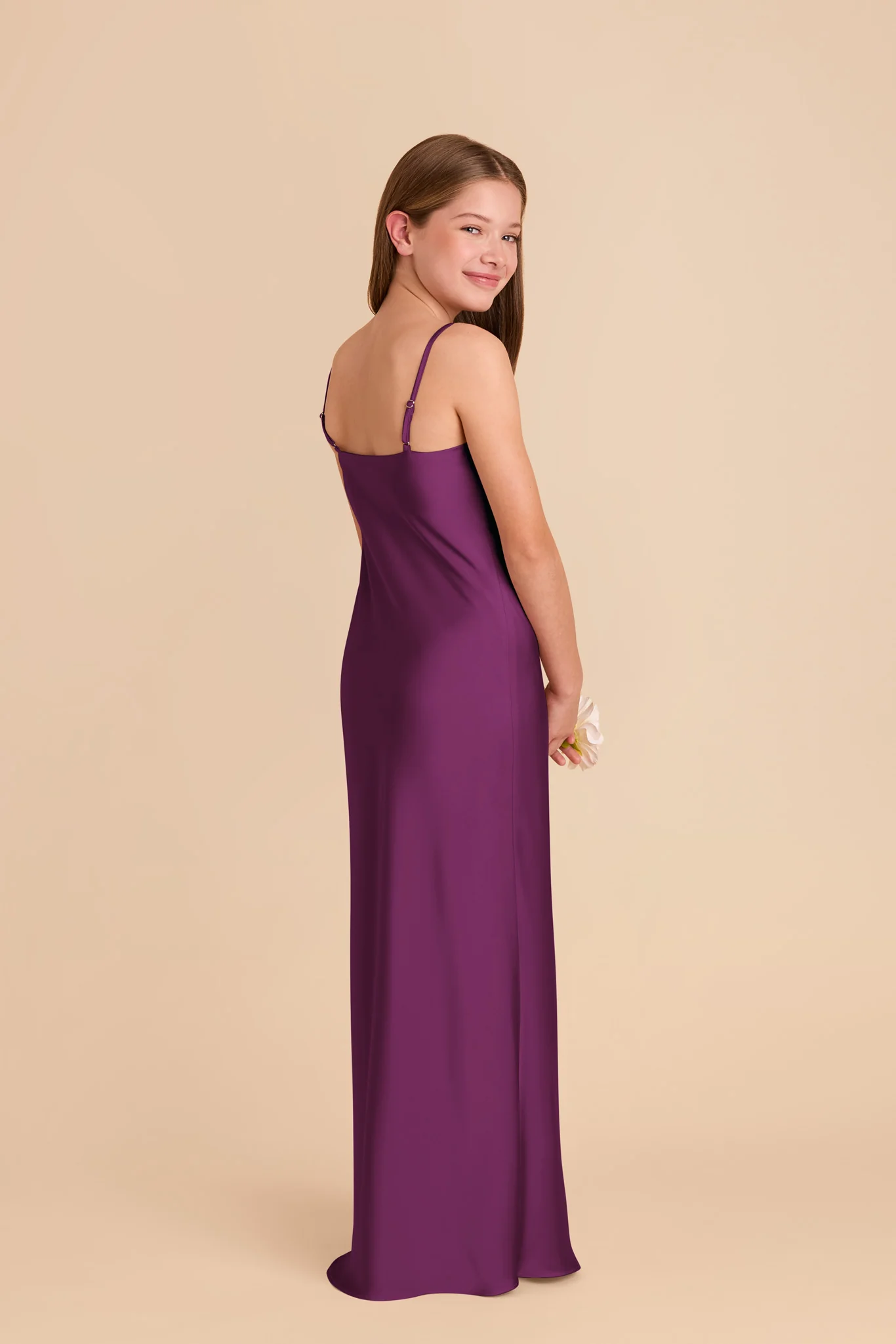 Elisa Junior Matte Satin Dress - Fig - Image 3