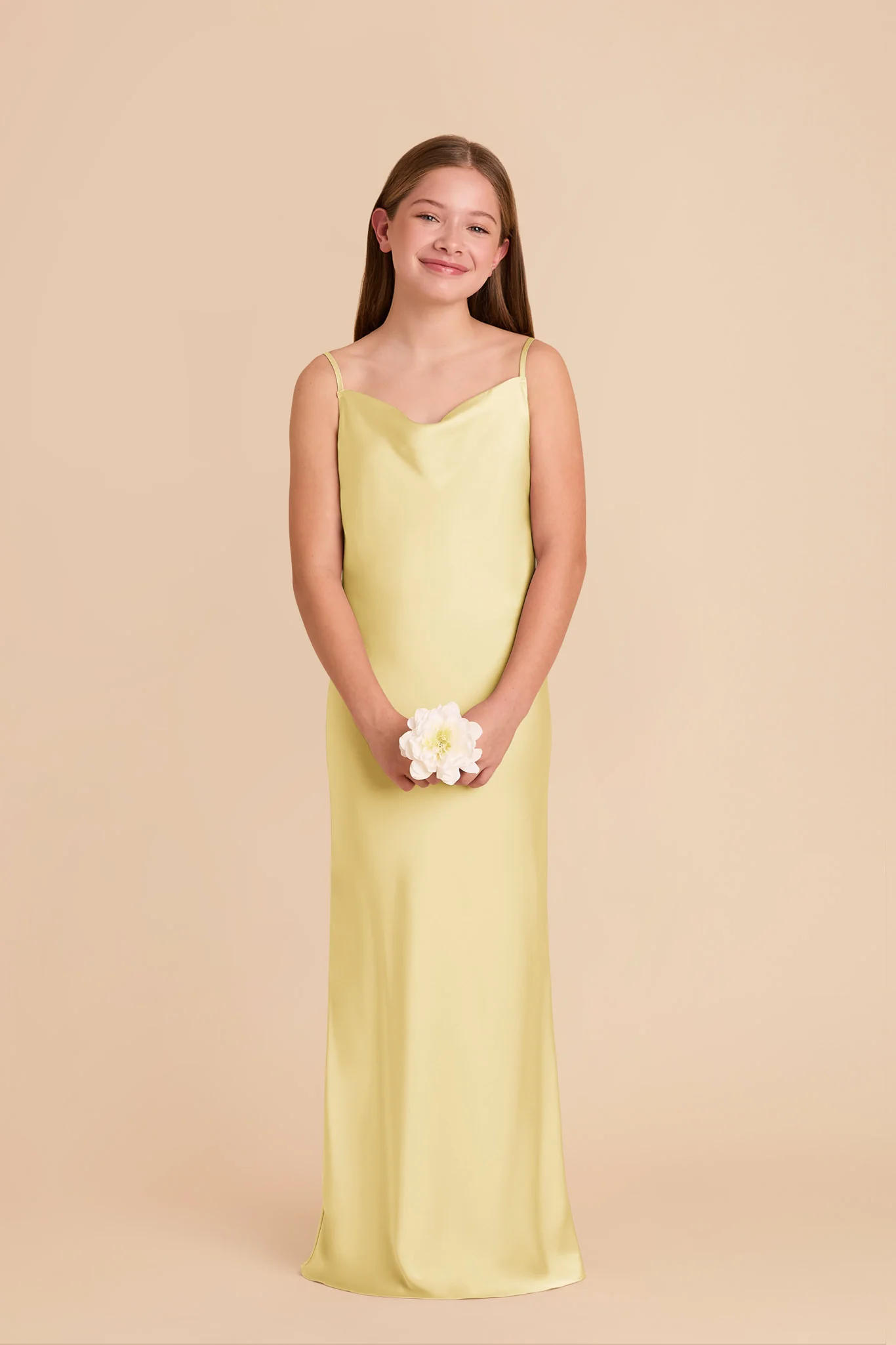 Elisa Junior Matte Satin Dress - Lemon Sorbet