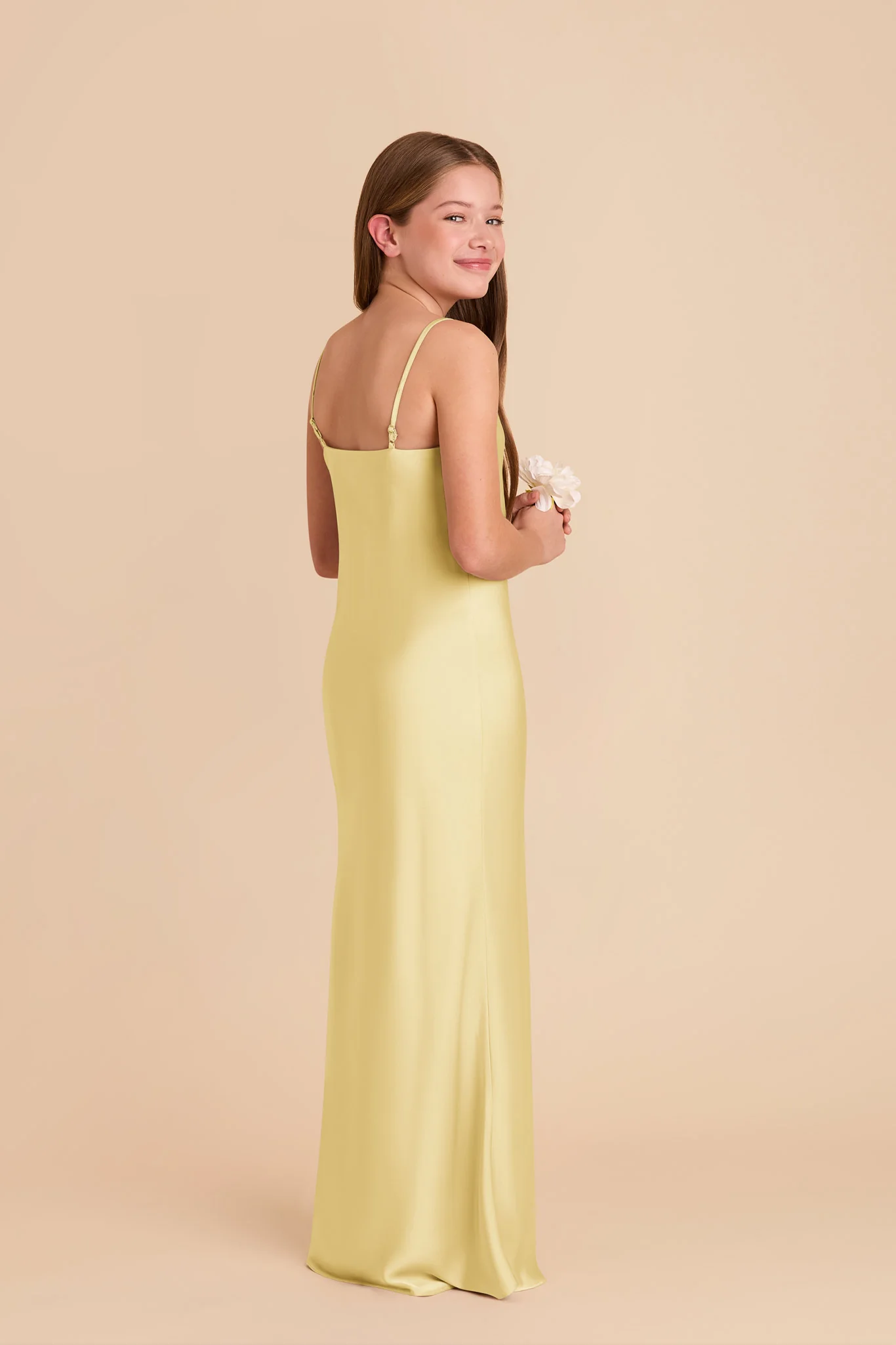 Elisa Junior Matte Satin Dress - Lemon Sorbet - Image 3