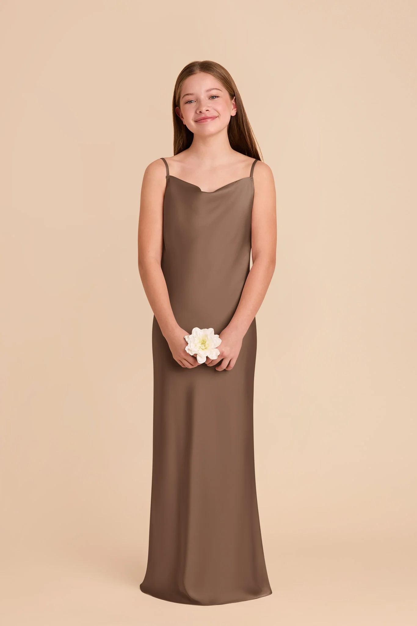 Elisa Junior Matte Satin Dress - Mocha - Image 2