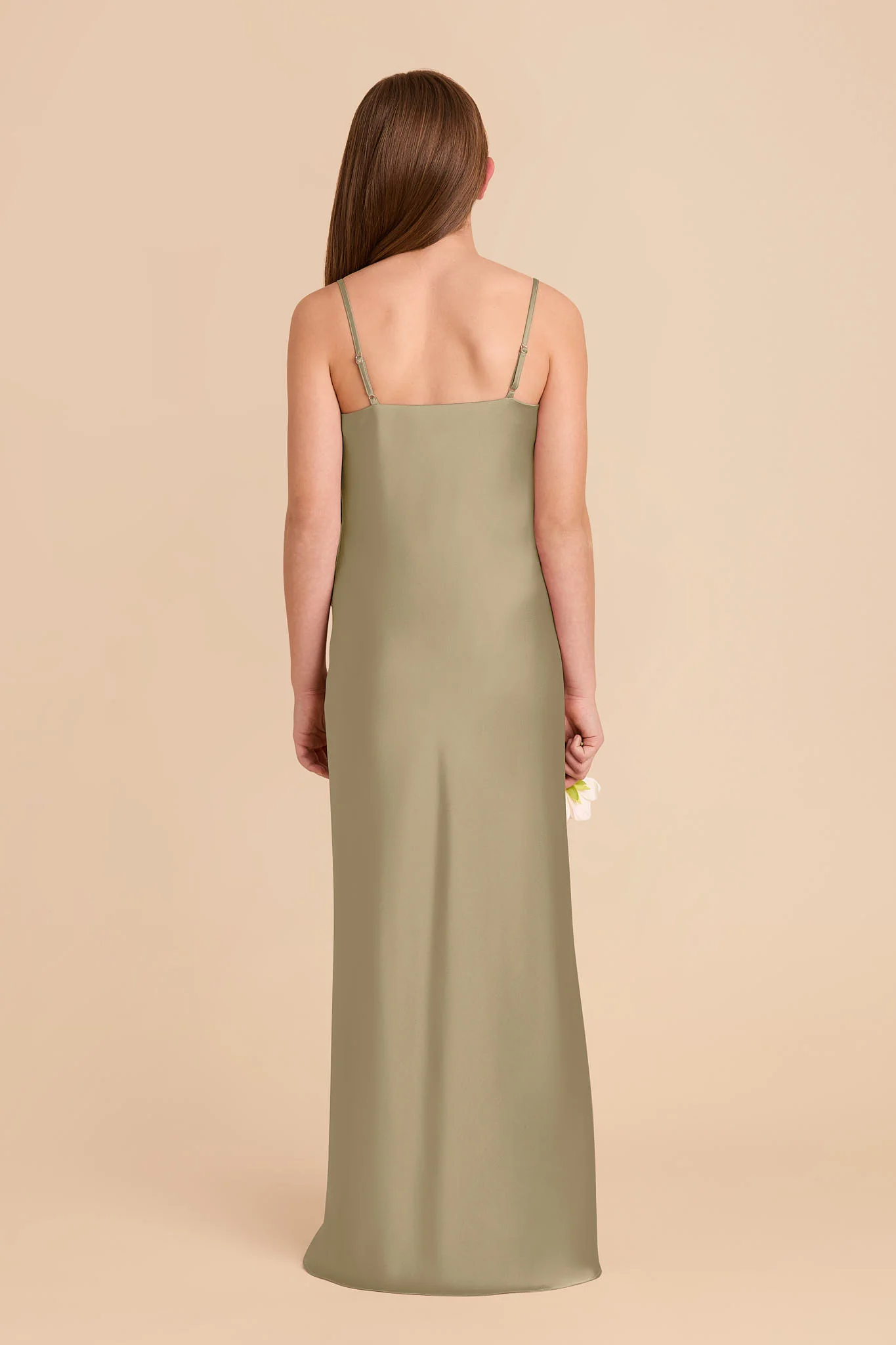 Elisa Junior Matte Satin Dress - Moss Green - Image 4
