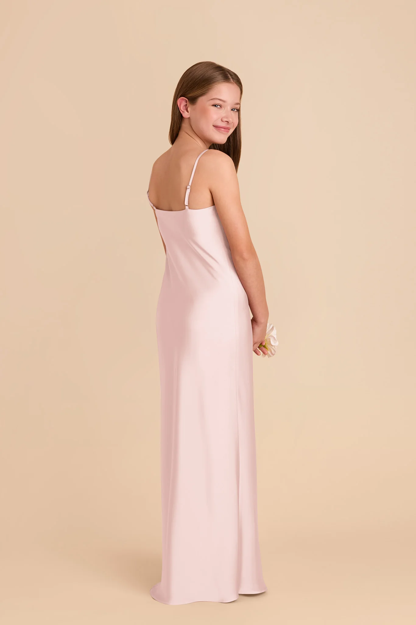 Elisa Junior Matte Satin Dress - Pale Blush - Image 3