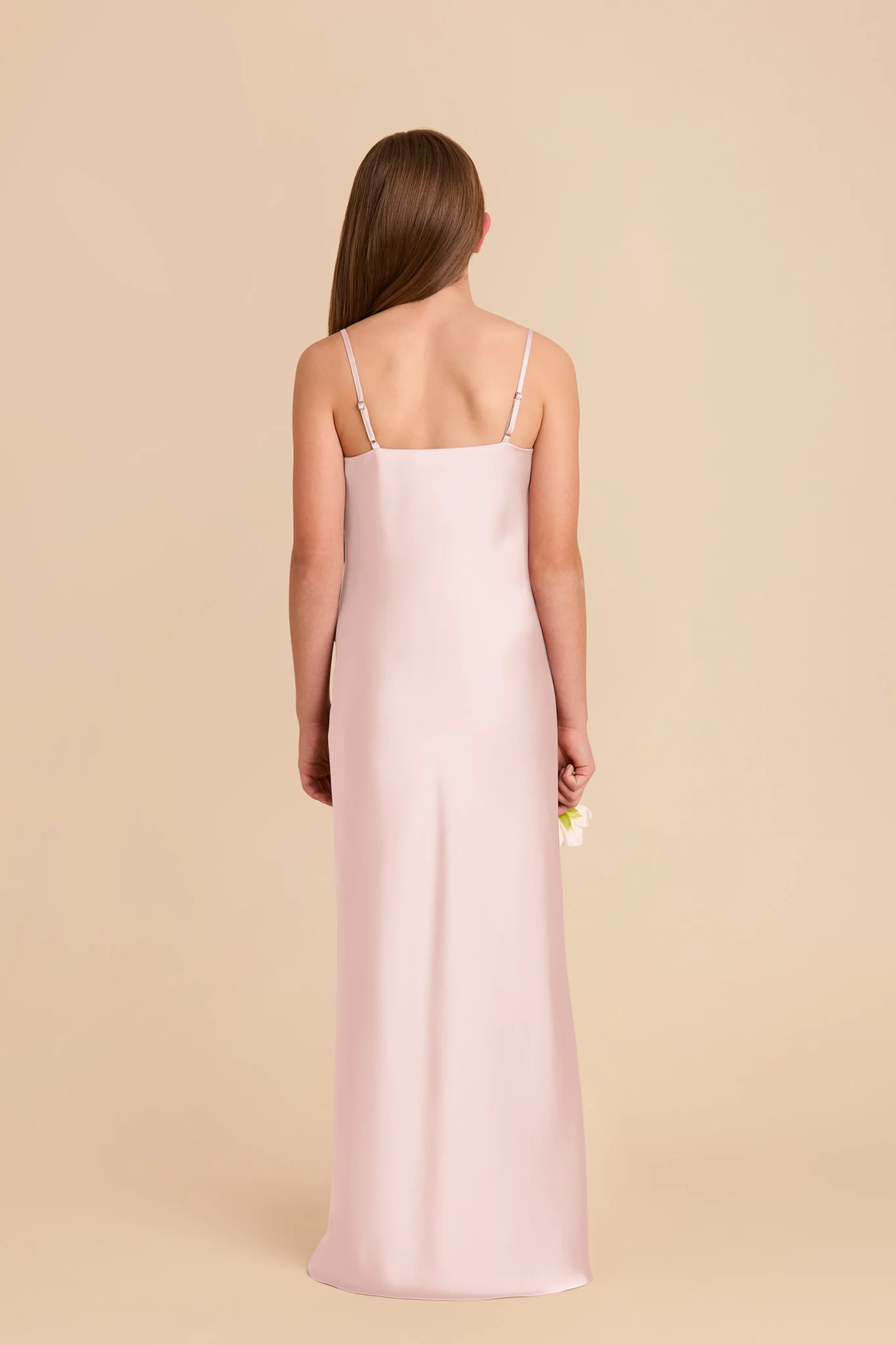 Elisa Junior Matte Satin Dress - Pale Blush - Image 4