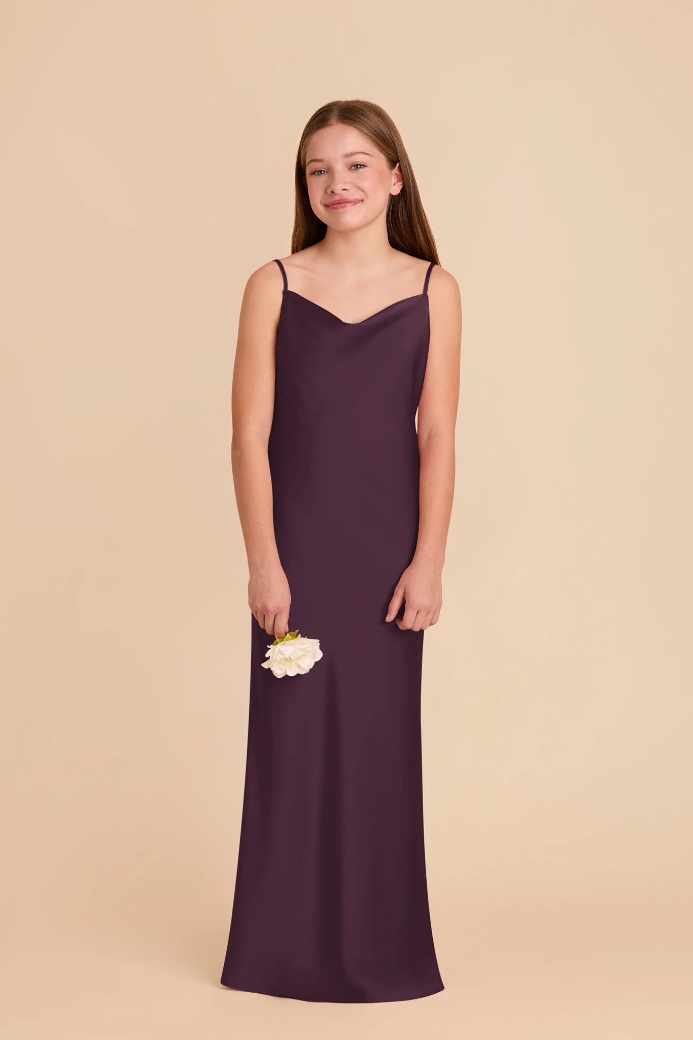 Elisa Junior Matte Satin Dress - Plum
