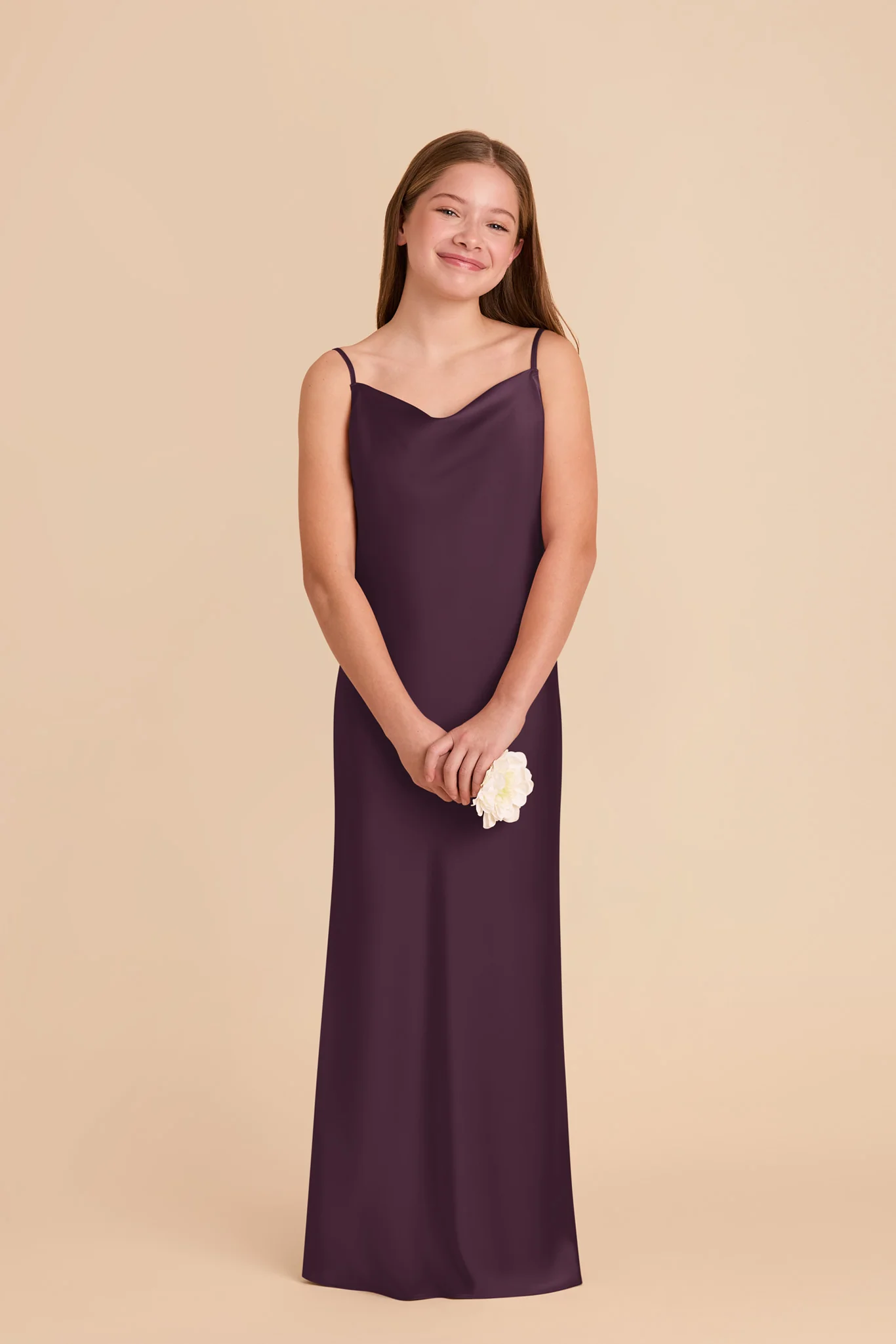 Elisa Junior Matte Satin Dress - Plum - Image 2
