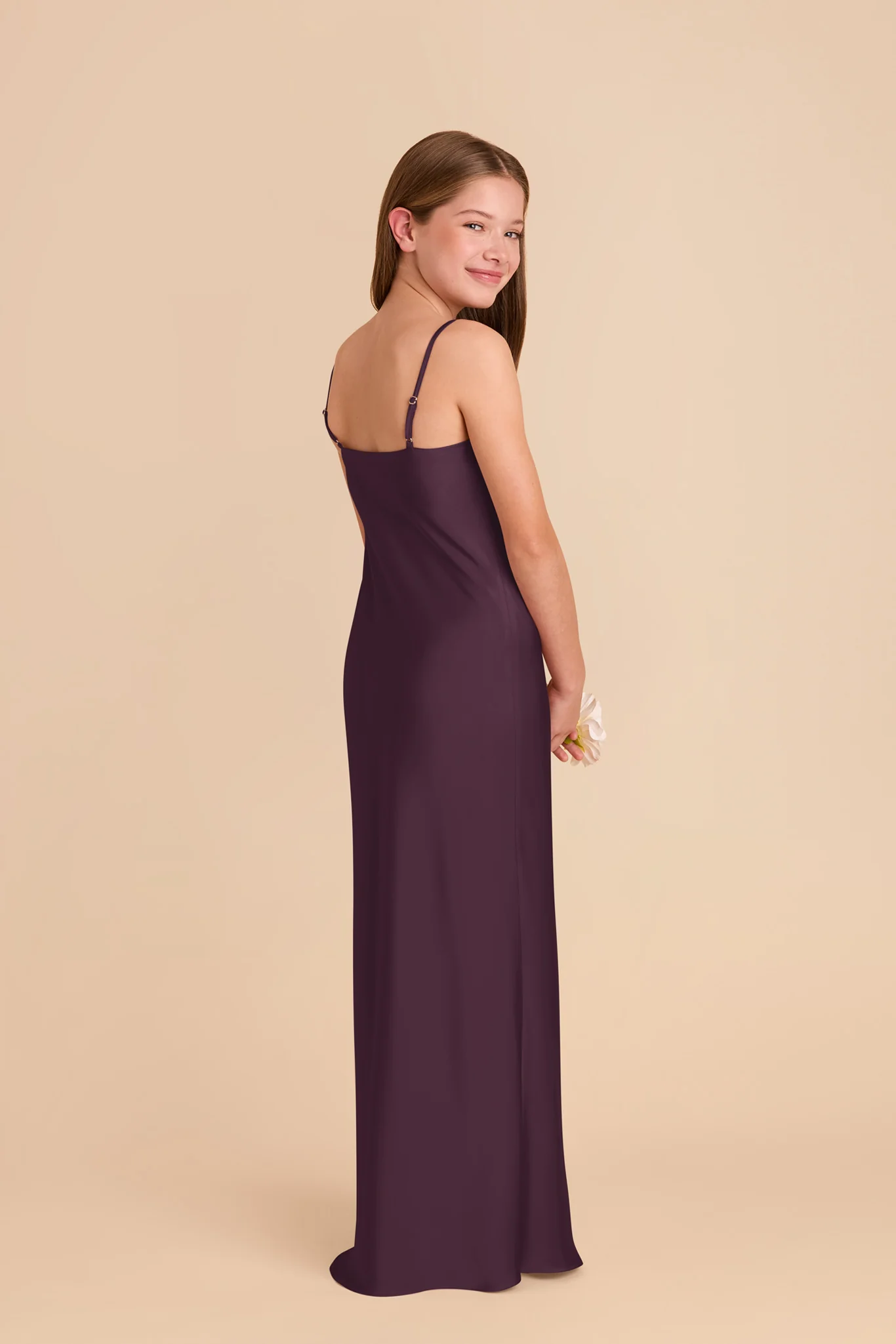 Elisa Junior Matte Satin Dress - Plum - Image 3